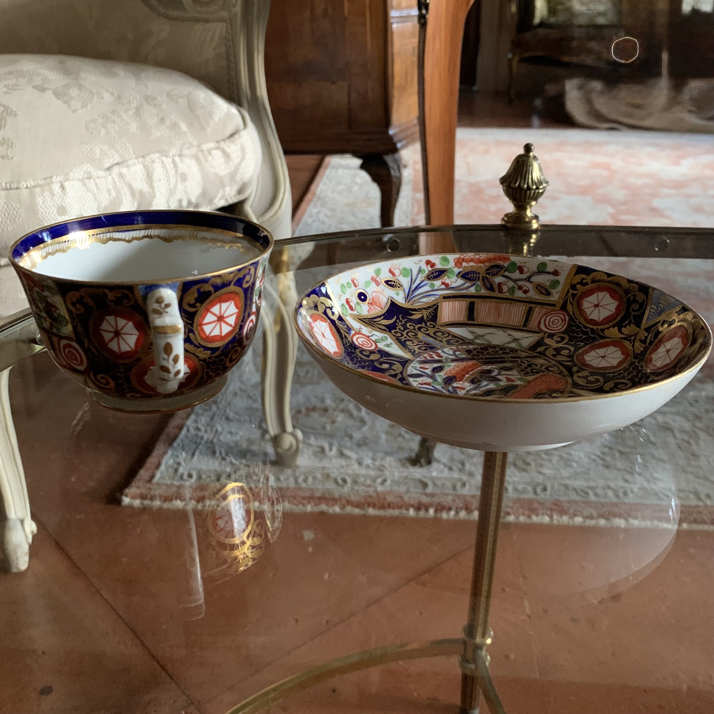 Derby Early 19th Century Gilt Imari Porcelain Cup and Saucer