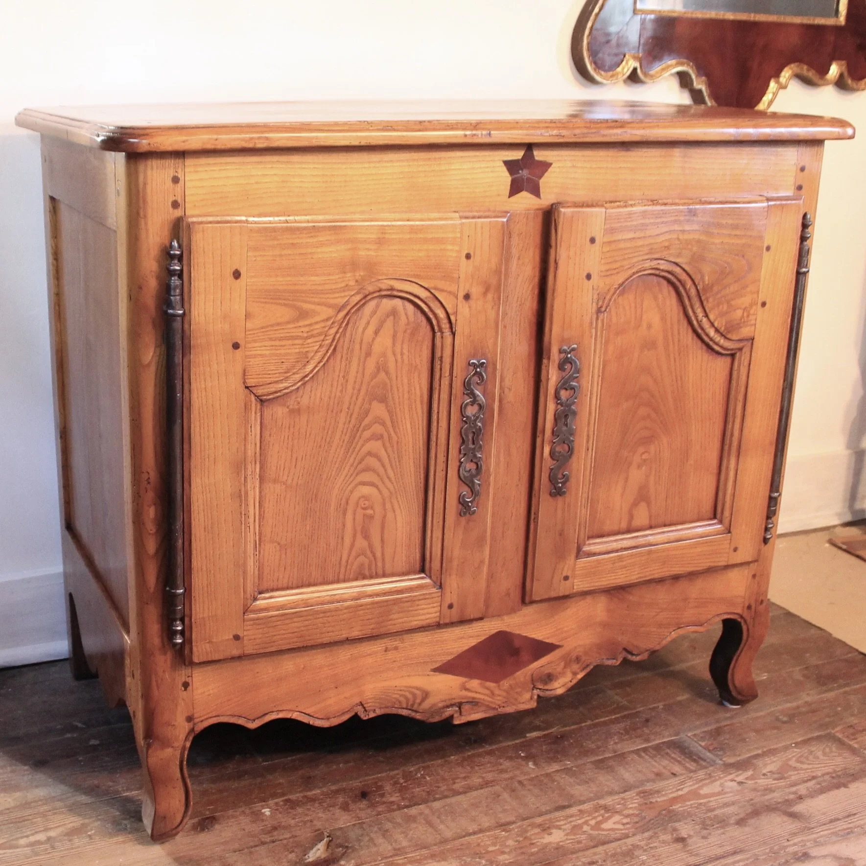 Small French Provincial Louis XV Elm Cabinet, 19th Century