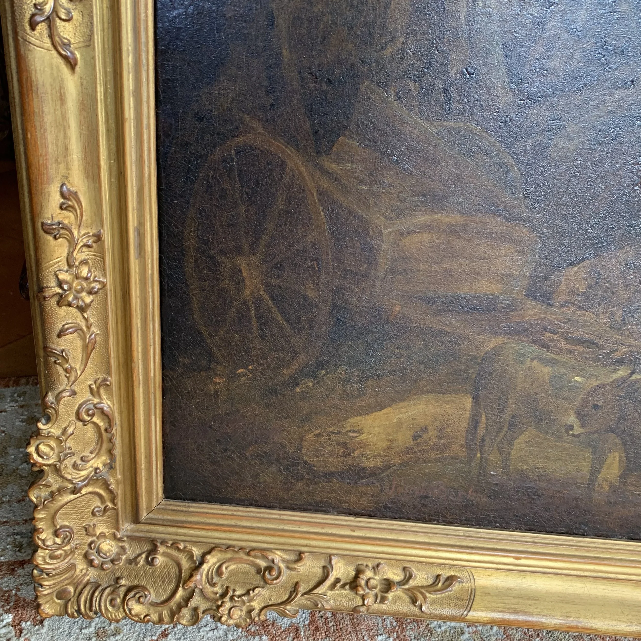 Large Oil on Canvas Landscape Attributed to George Morland