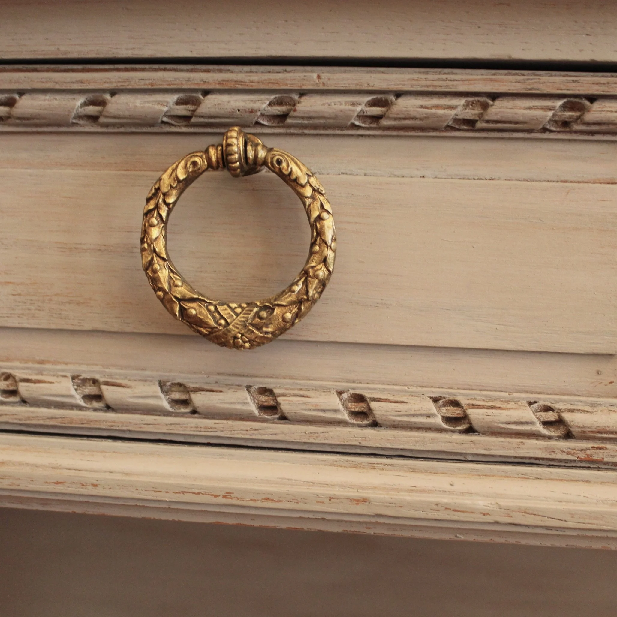 Grey Painted Louis XVI Style Console Table with Marble Top