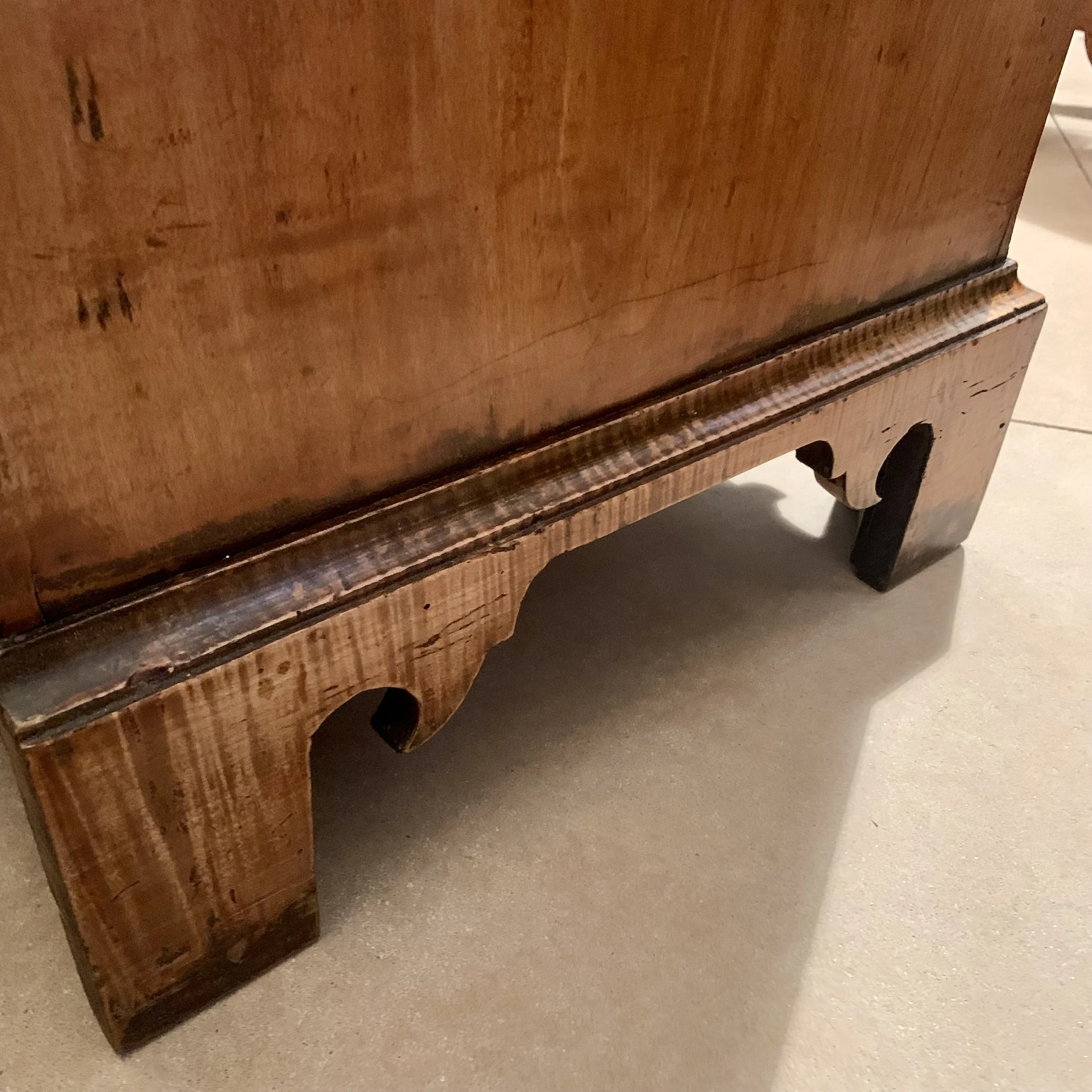 Pair Tall New England Tiger Maple Chippendale Chests of Drawers