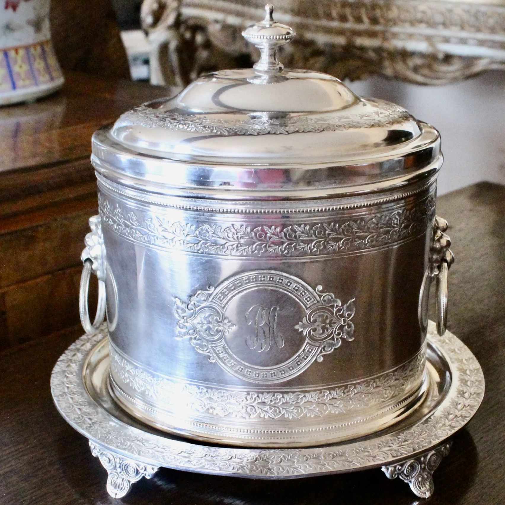 Large Silver Plate Biscuit Box Box, Mappin & Webb