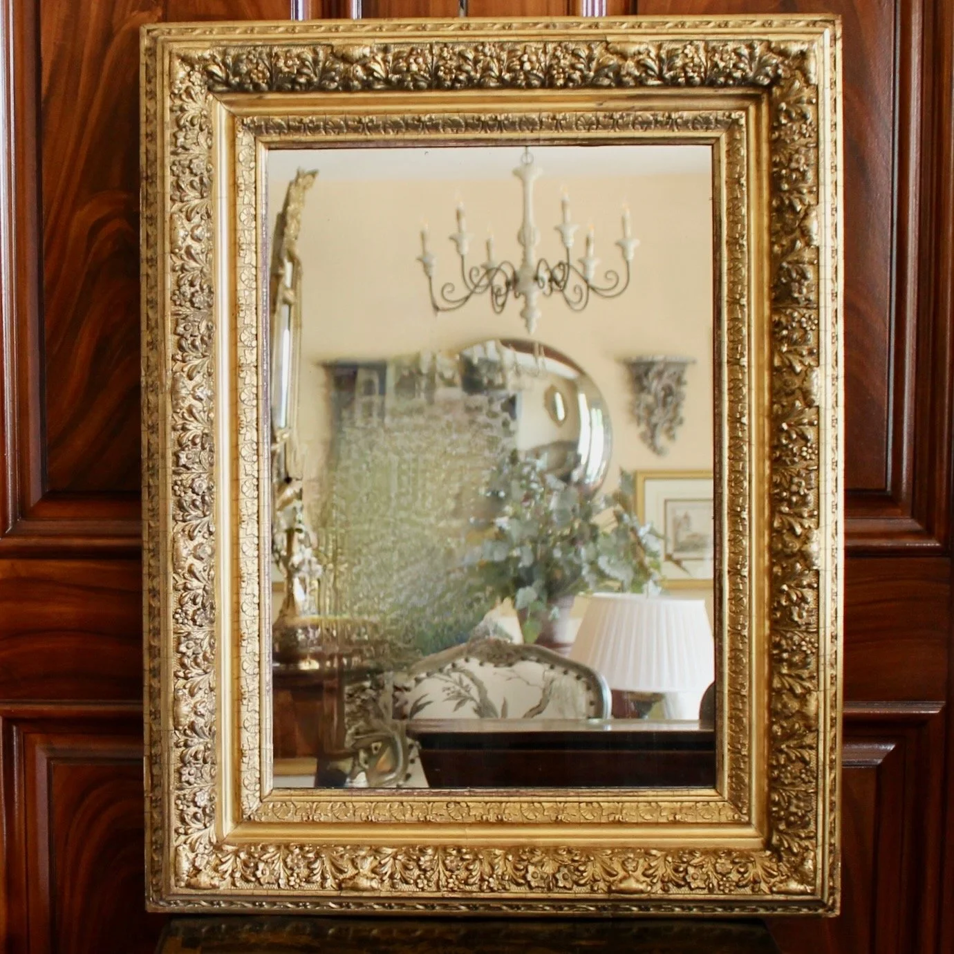 Antique English Gilt Wood Rectangular Mirror (1)