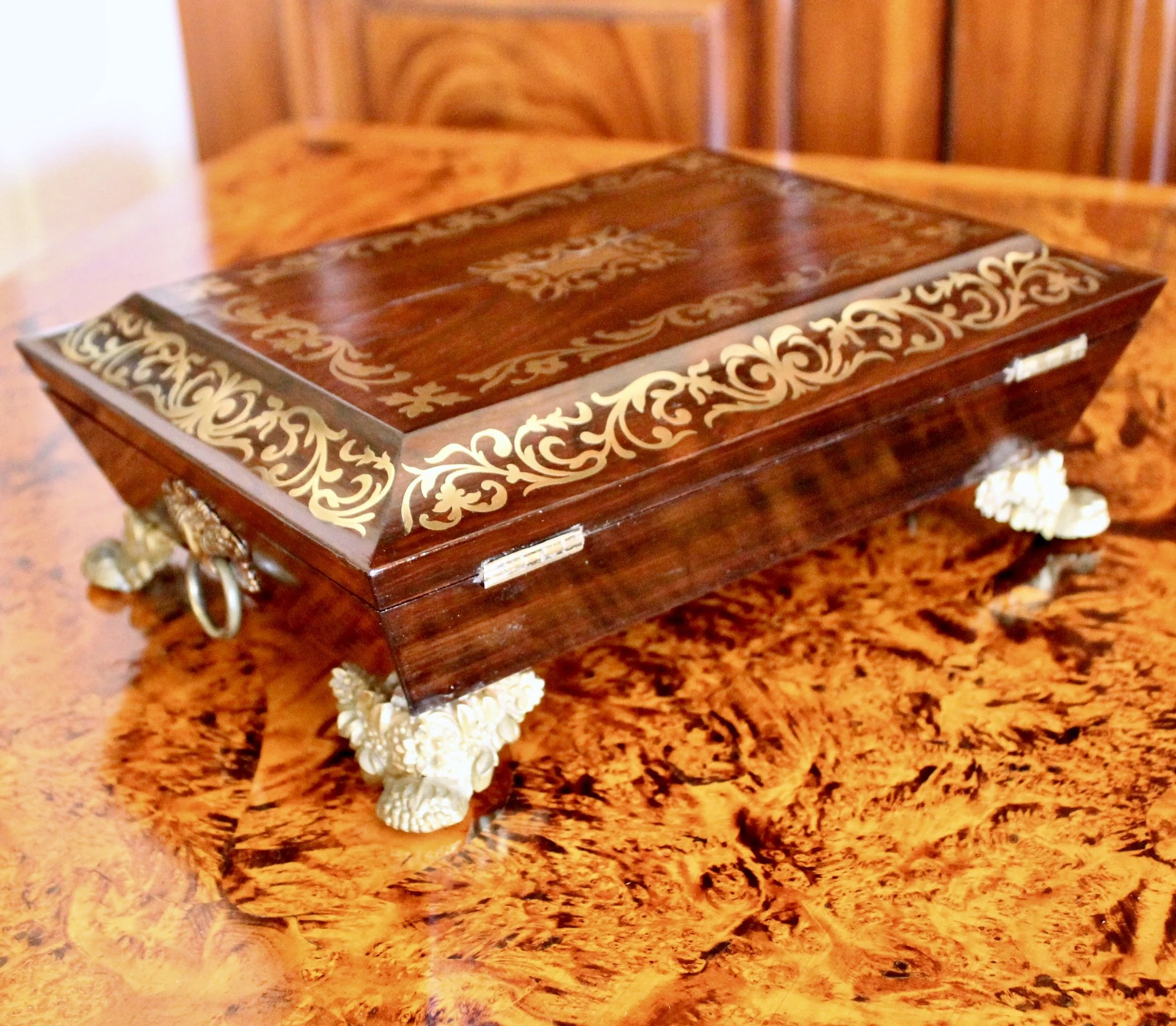 Regency Period Brass Inlaid Rosewood Box