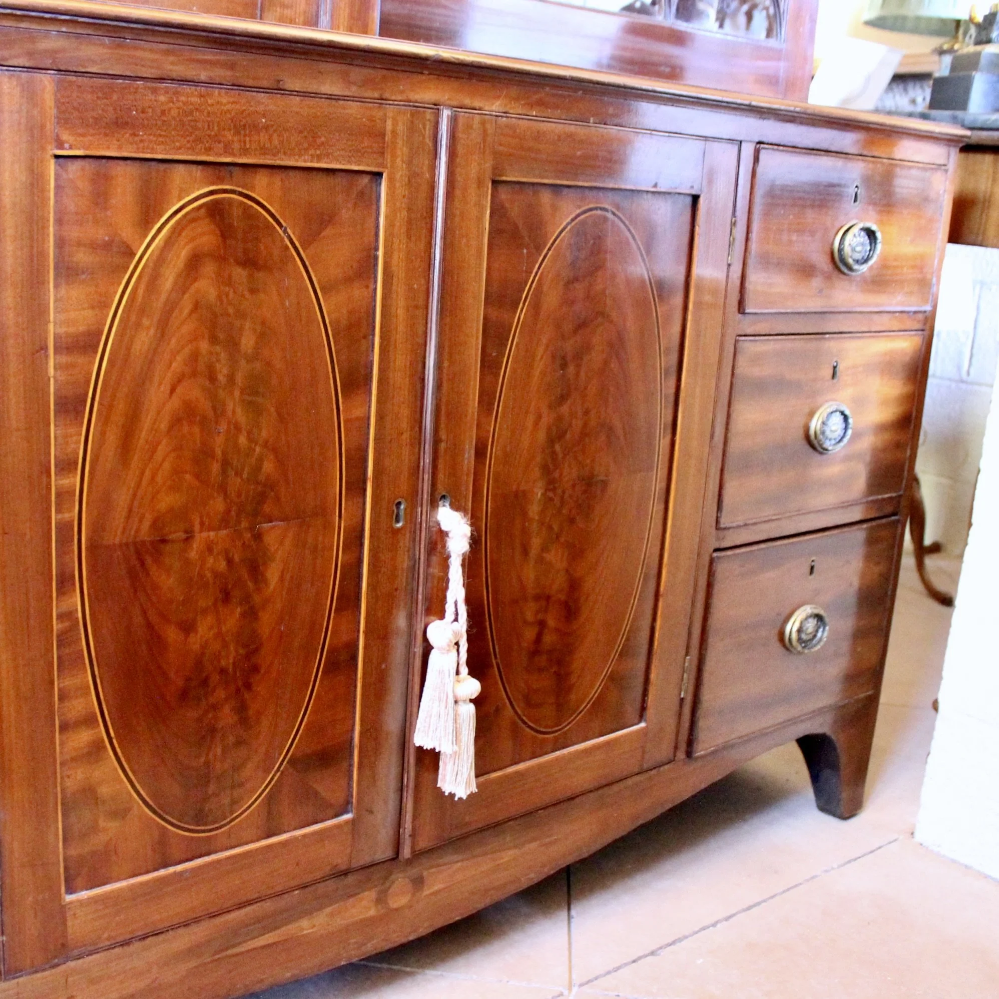 Georgian English Mahogany Glass Front Bookcase