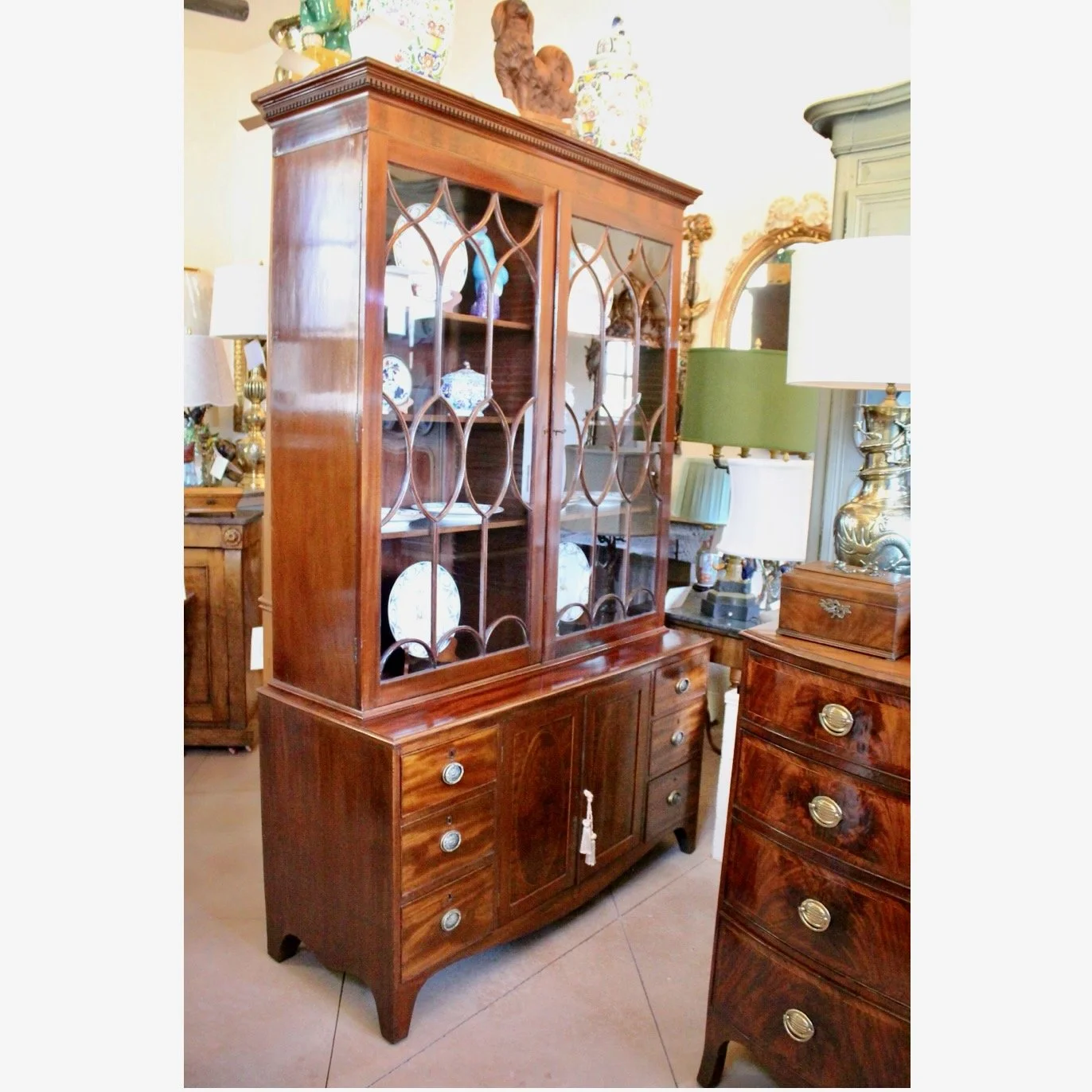 antique-Georgian-Figured-Mahogany-Glass-Front-Bookcase (2)