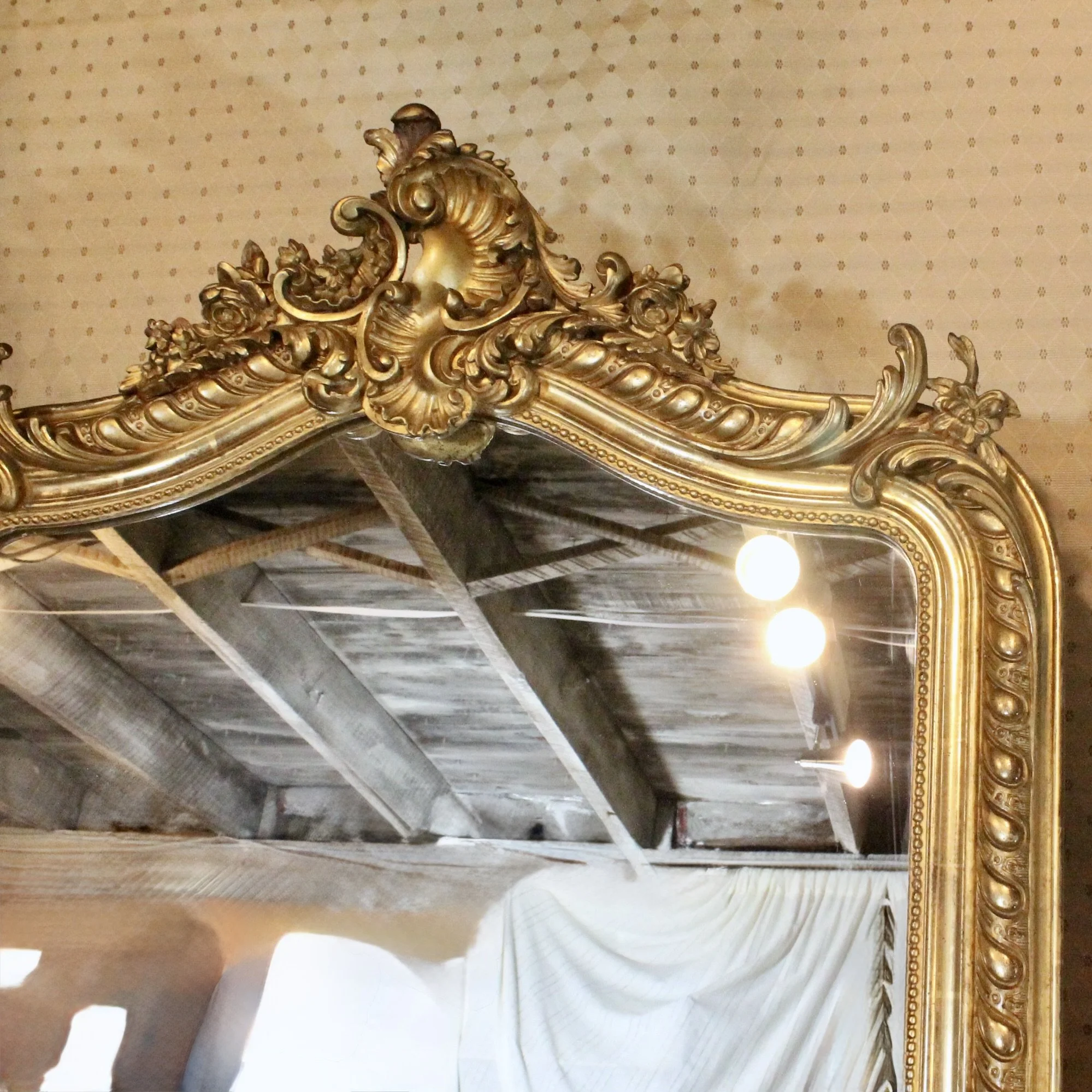 Louis Phillipe Giltwood Camel Back Rococo Crested Pier Mirror