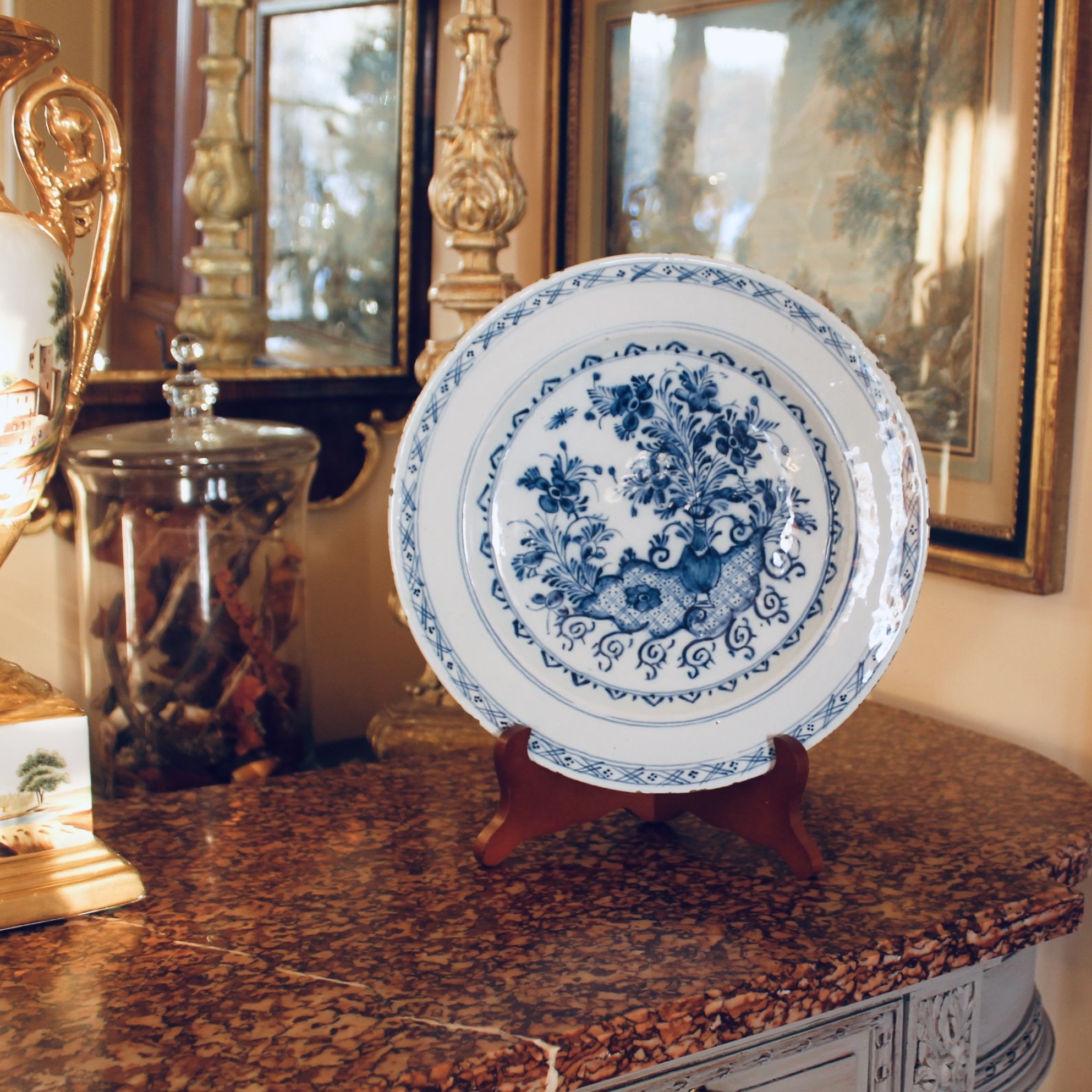 Large Rococo Delftware Plate