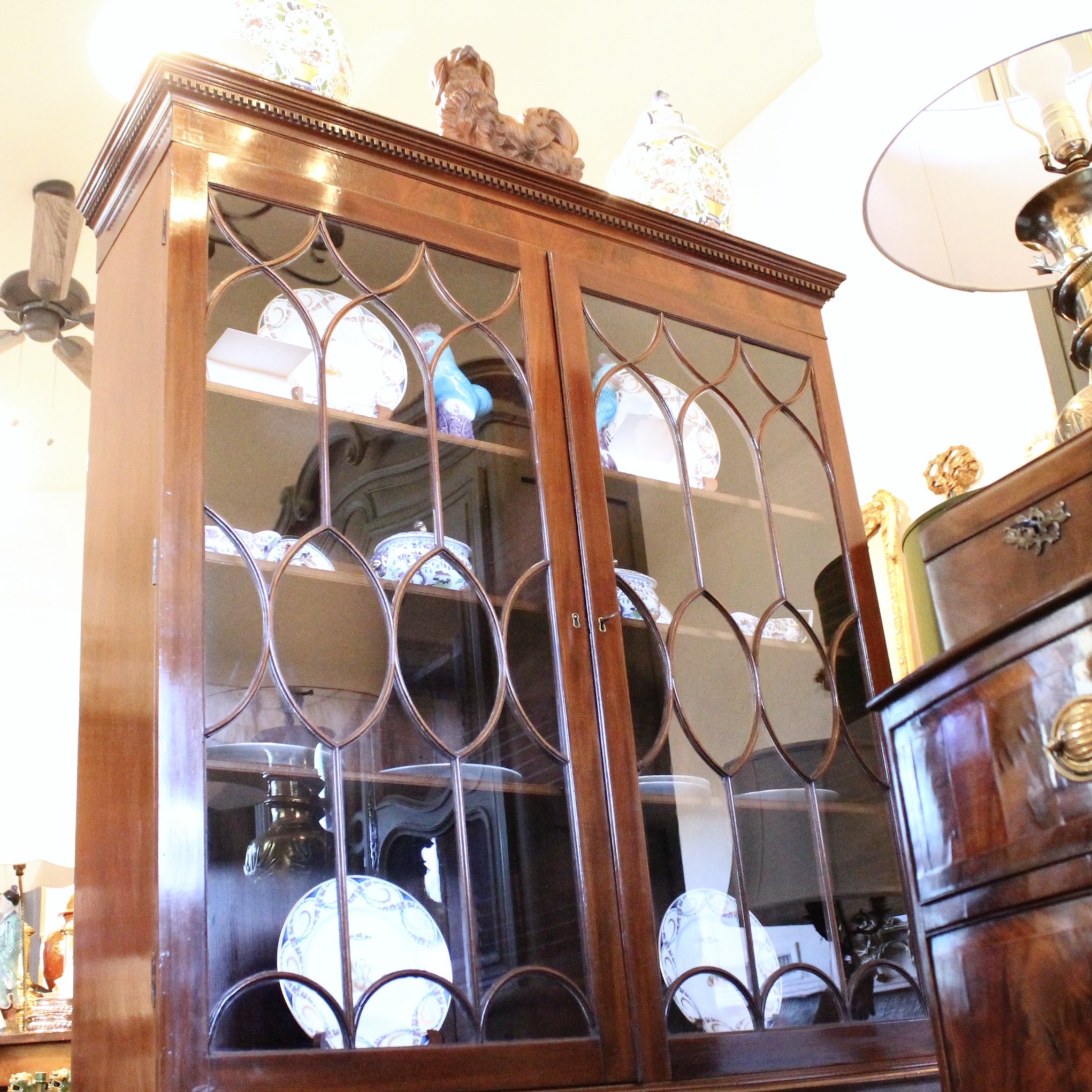 Georgian English Mahogany Glass Front Bookcase