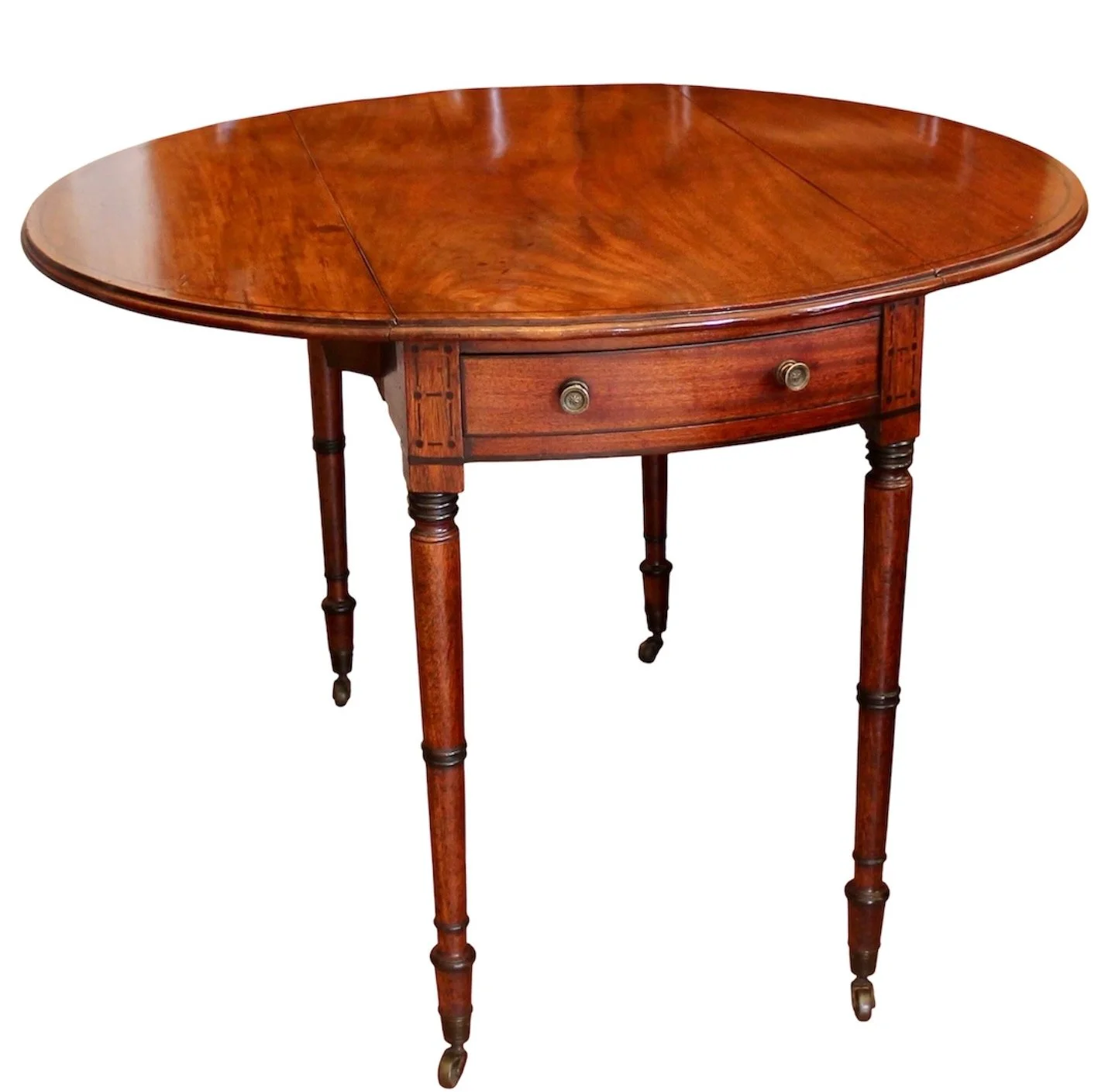 Regency-Mahogany-and-Ebonized-Pembroke-Table