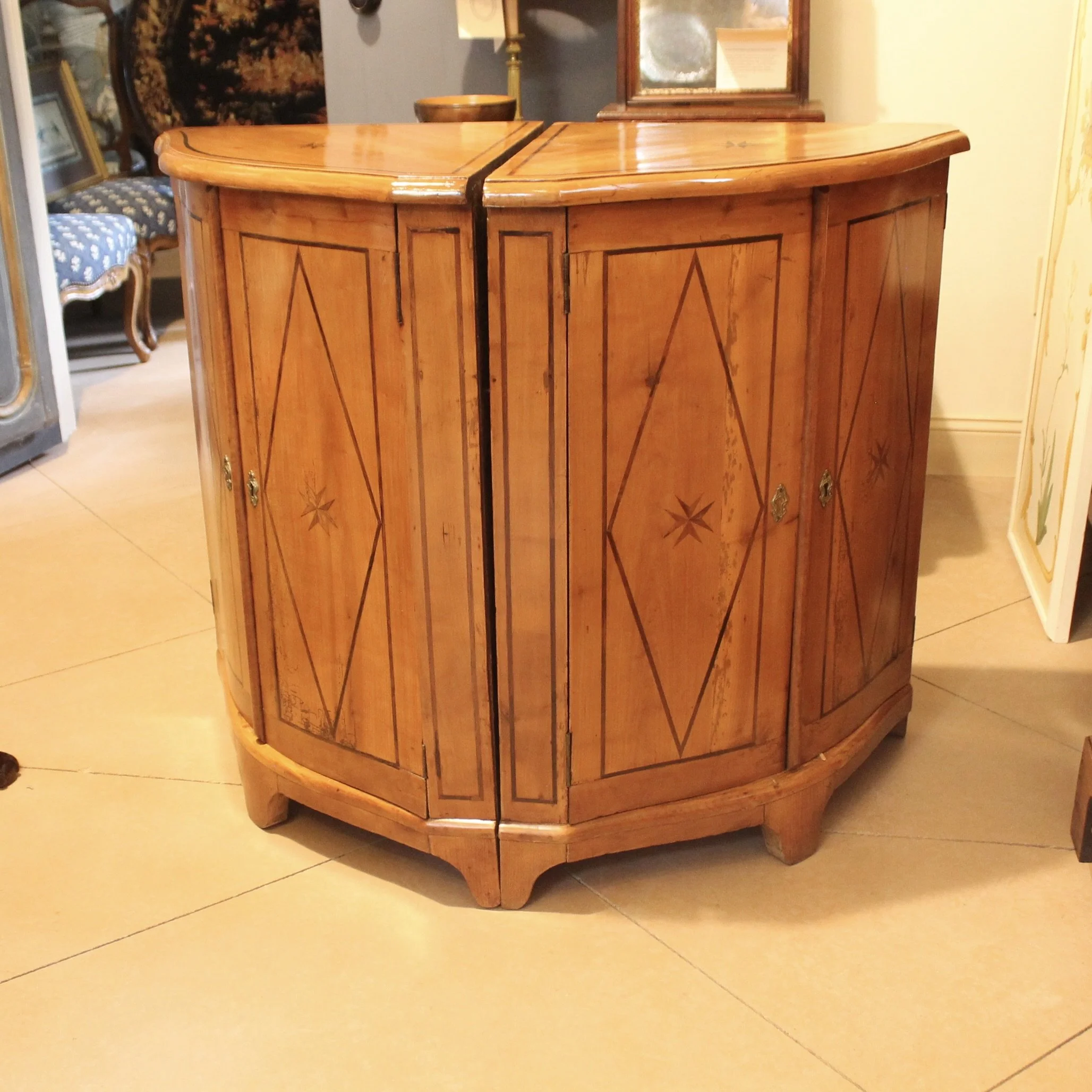 Pair of Directoire Biedermeier Corner Cabinets