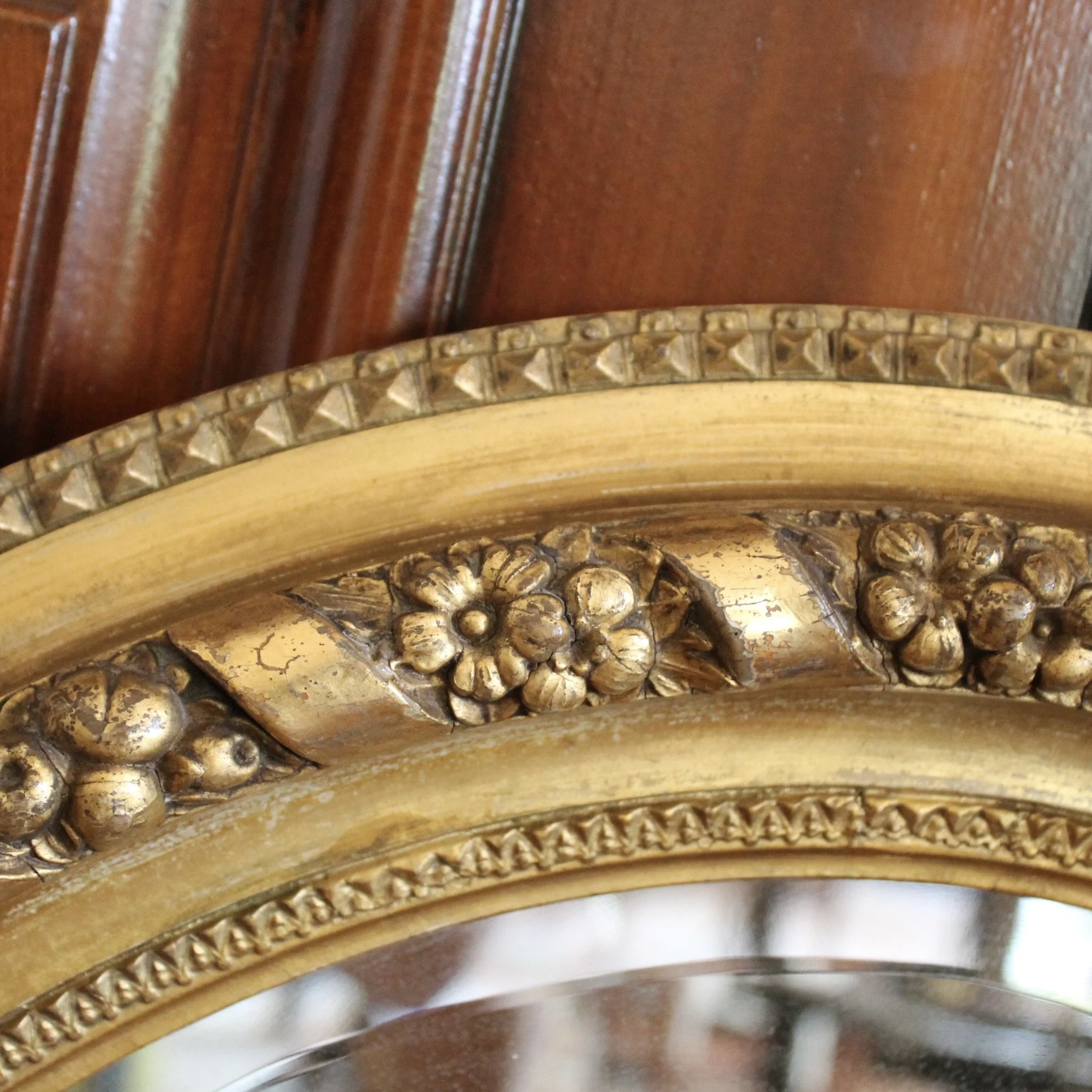 Oval Gilded Antique French Mirror