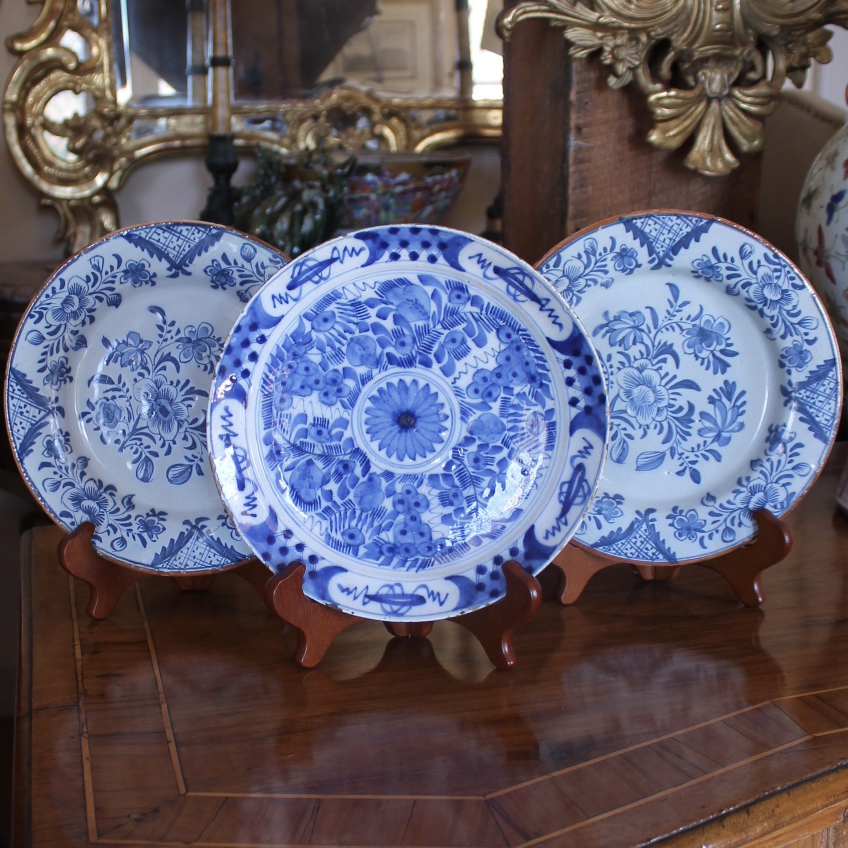 Trio of Blue and White Delft Plates