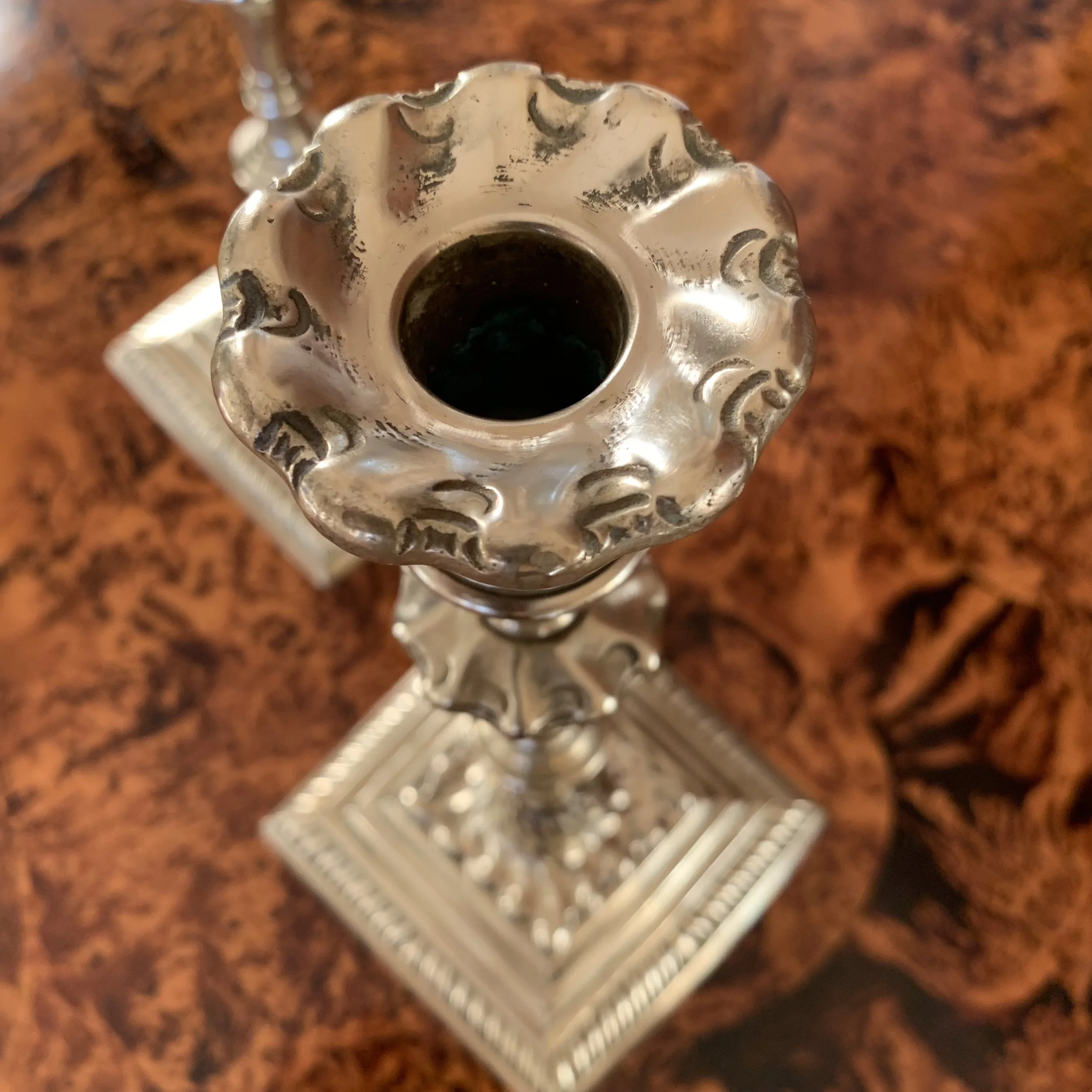 Pair Antique Georgian Brass Candlesticks