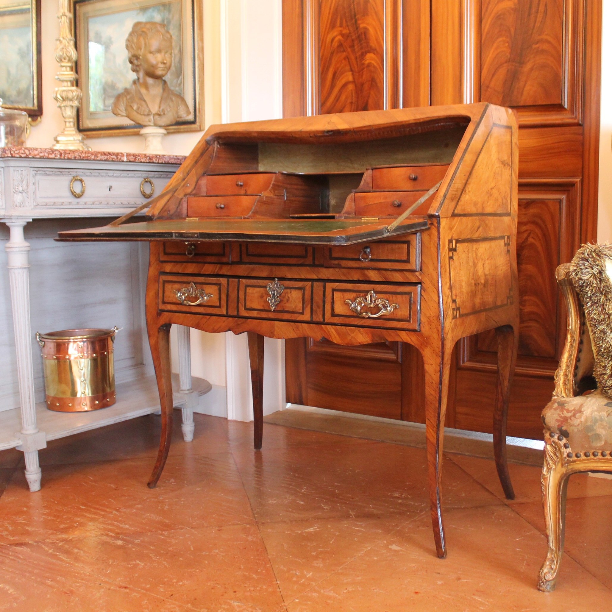 Antique-French-Provincial-Marquetry-Slant-Front-Desk (4)