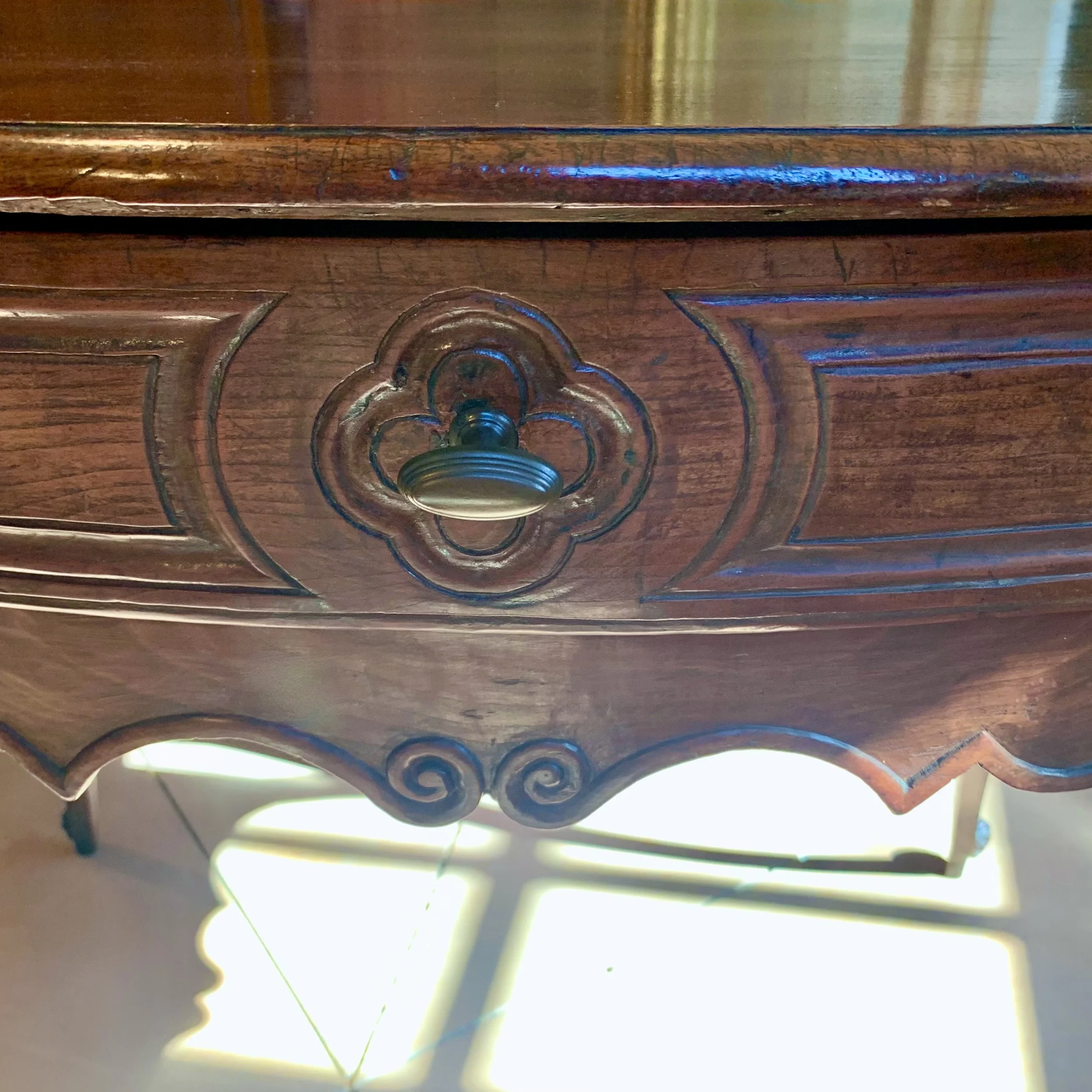 French Provincial Louis XV Period Carved Walnut Side Table