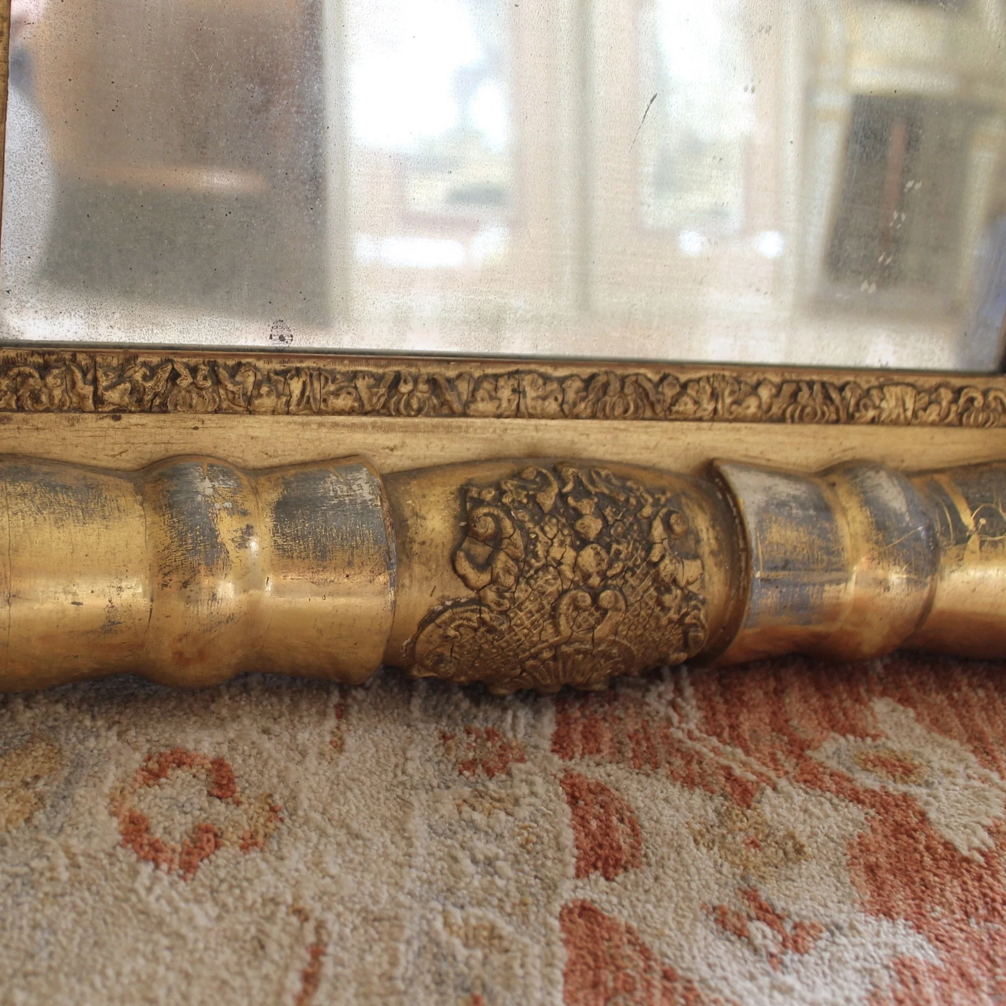 American Sheraton Gilt Mirror with Reverse Painted Glass