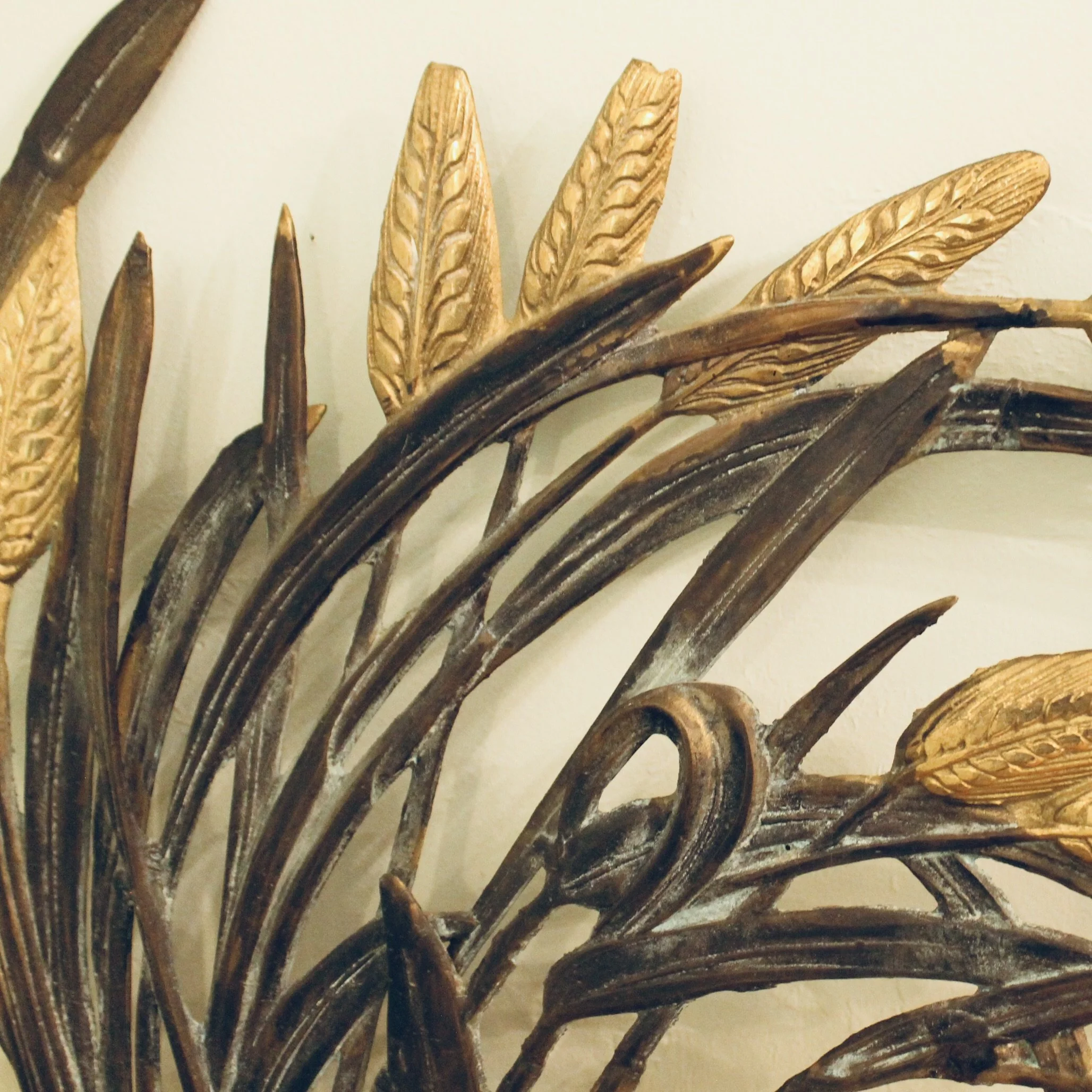 Brass Wheat Motif Wall Ornament