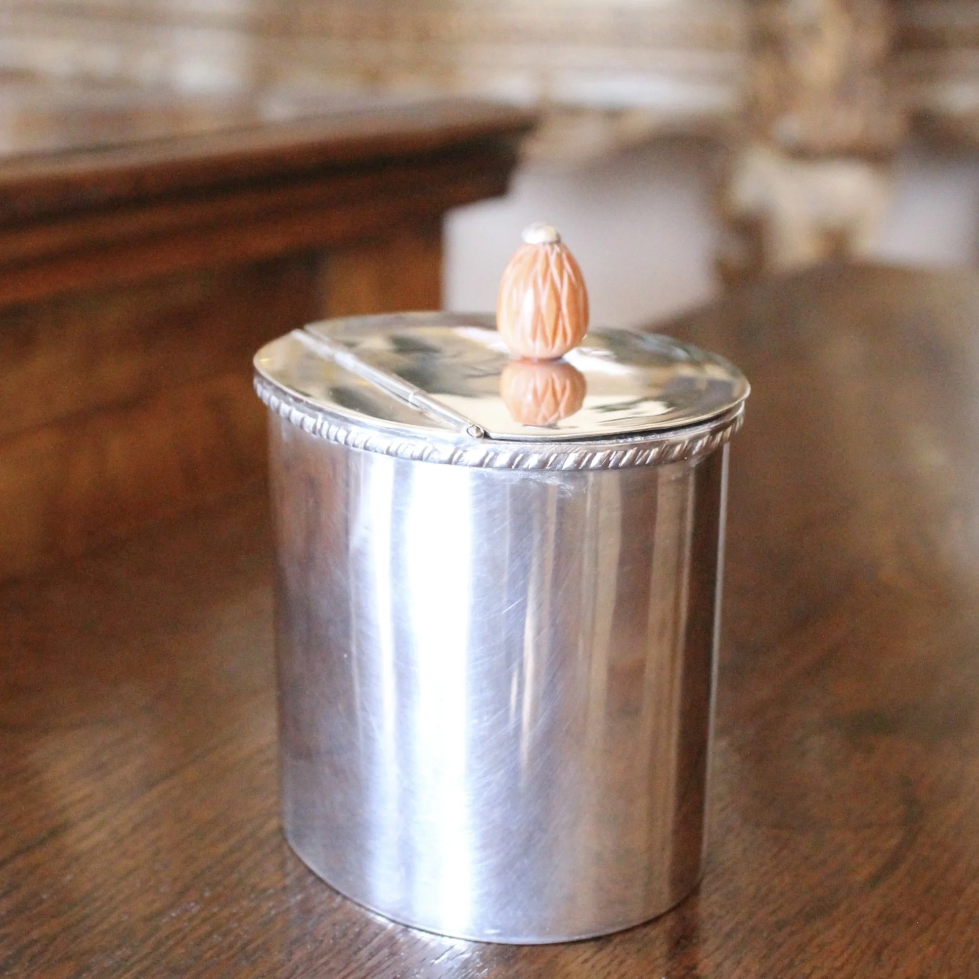 Oval Silver Plate Tea Caddy