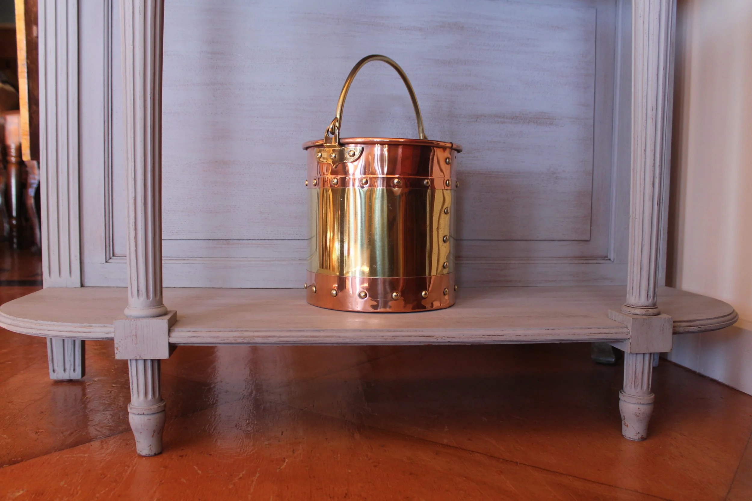 English copper fireplace bucket