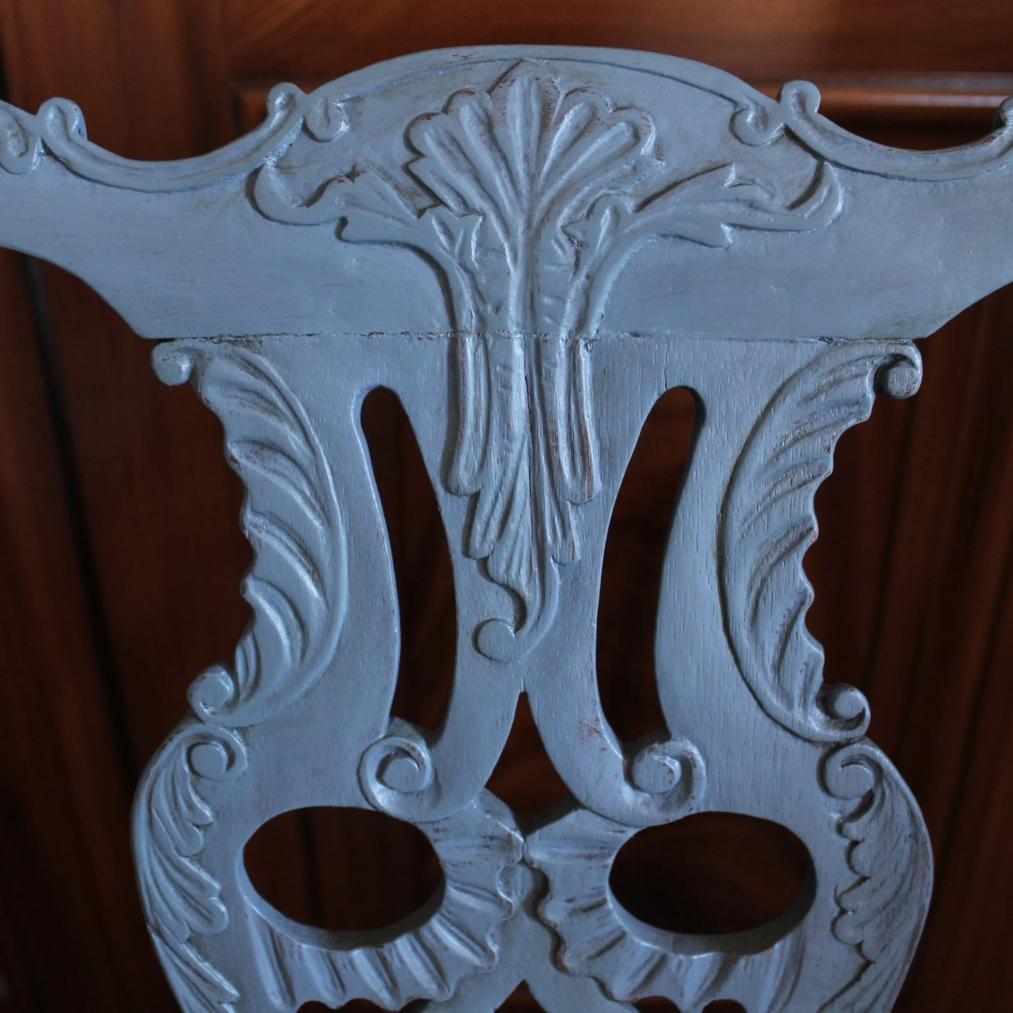 blue painted Georgian Rococo chairs