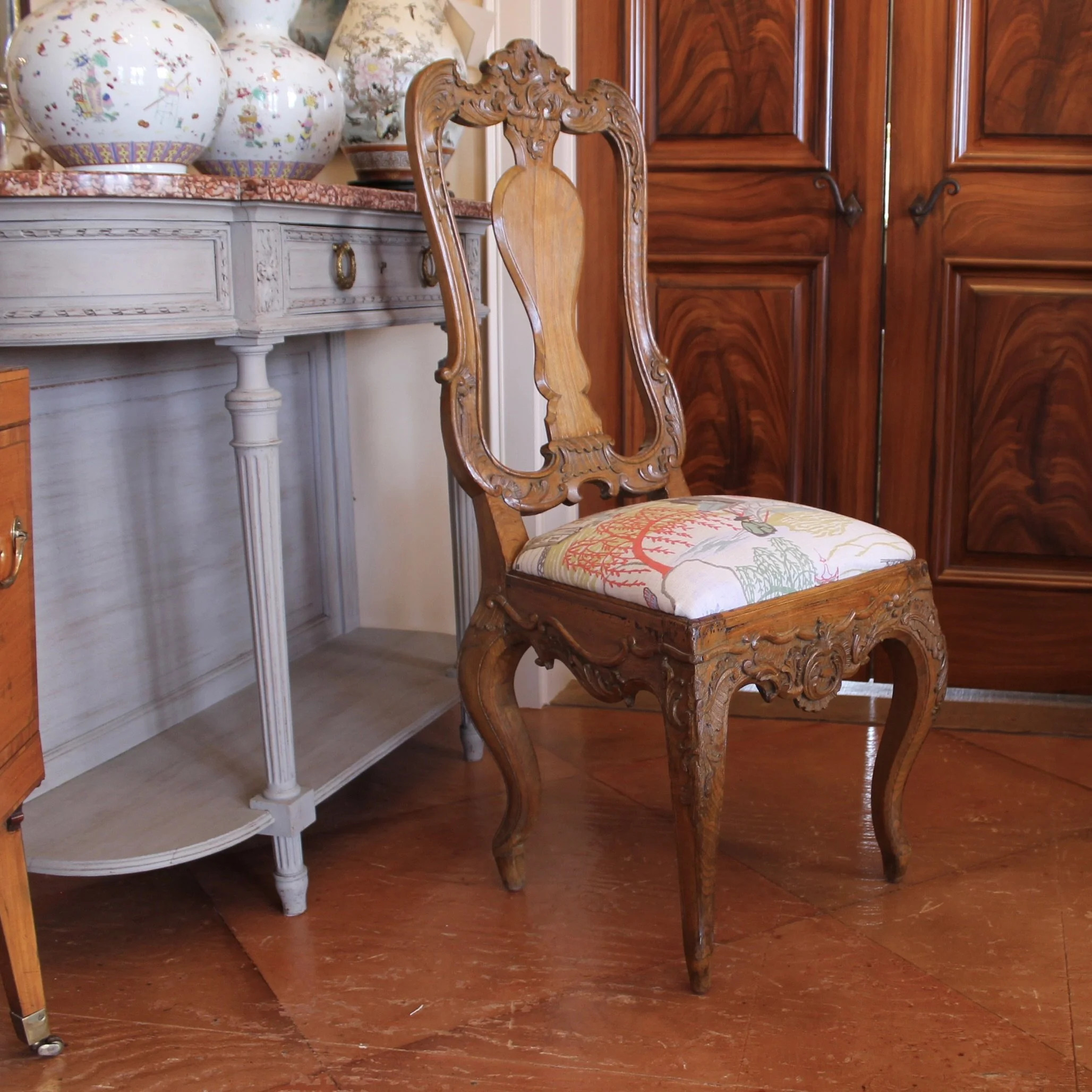 Pair Dutch Rococo Carved Chairs