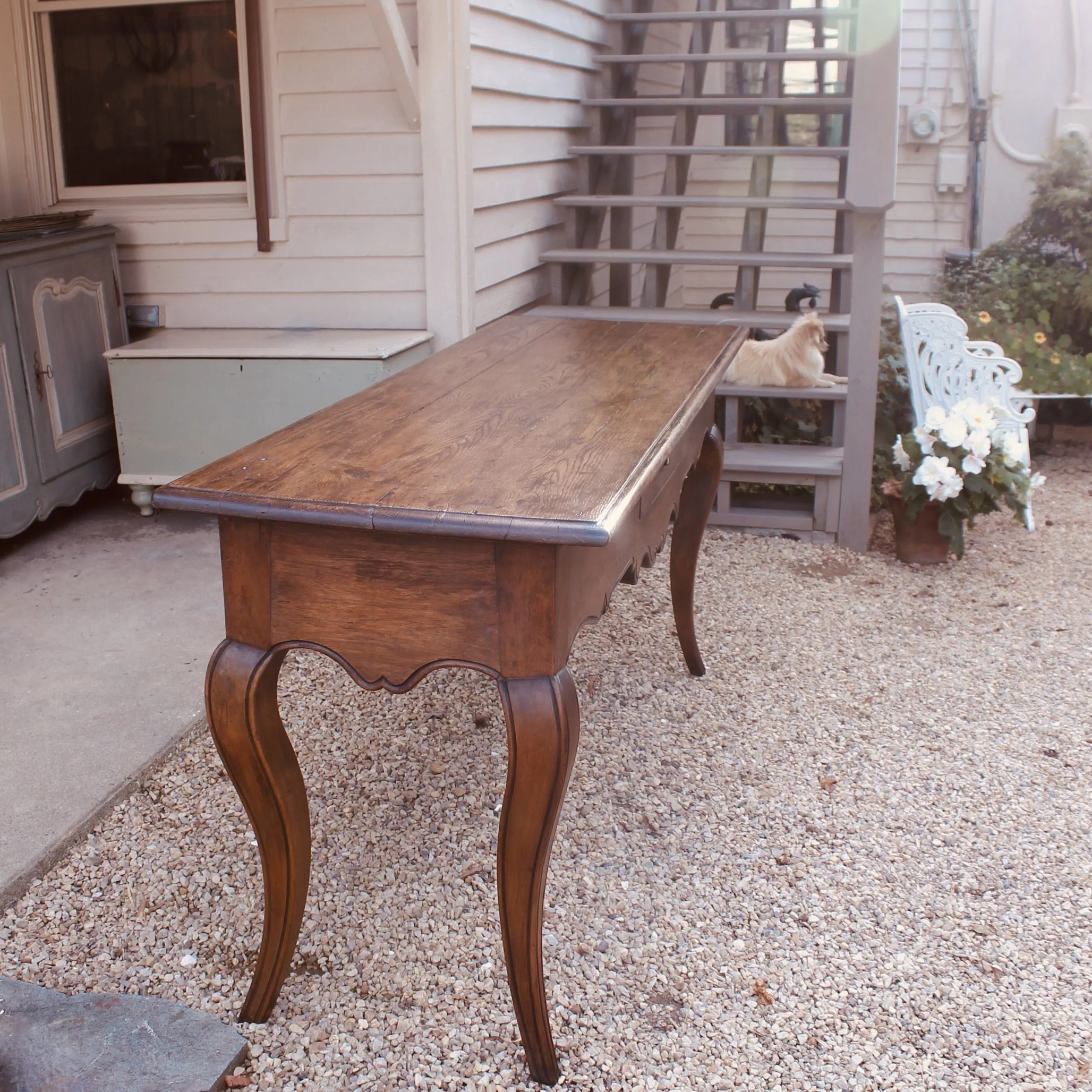 antique French oak walnut farm table