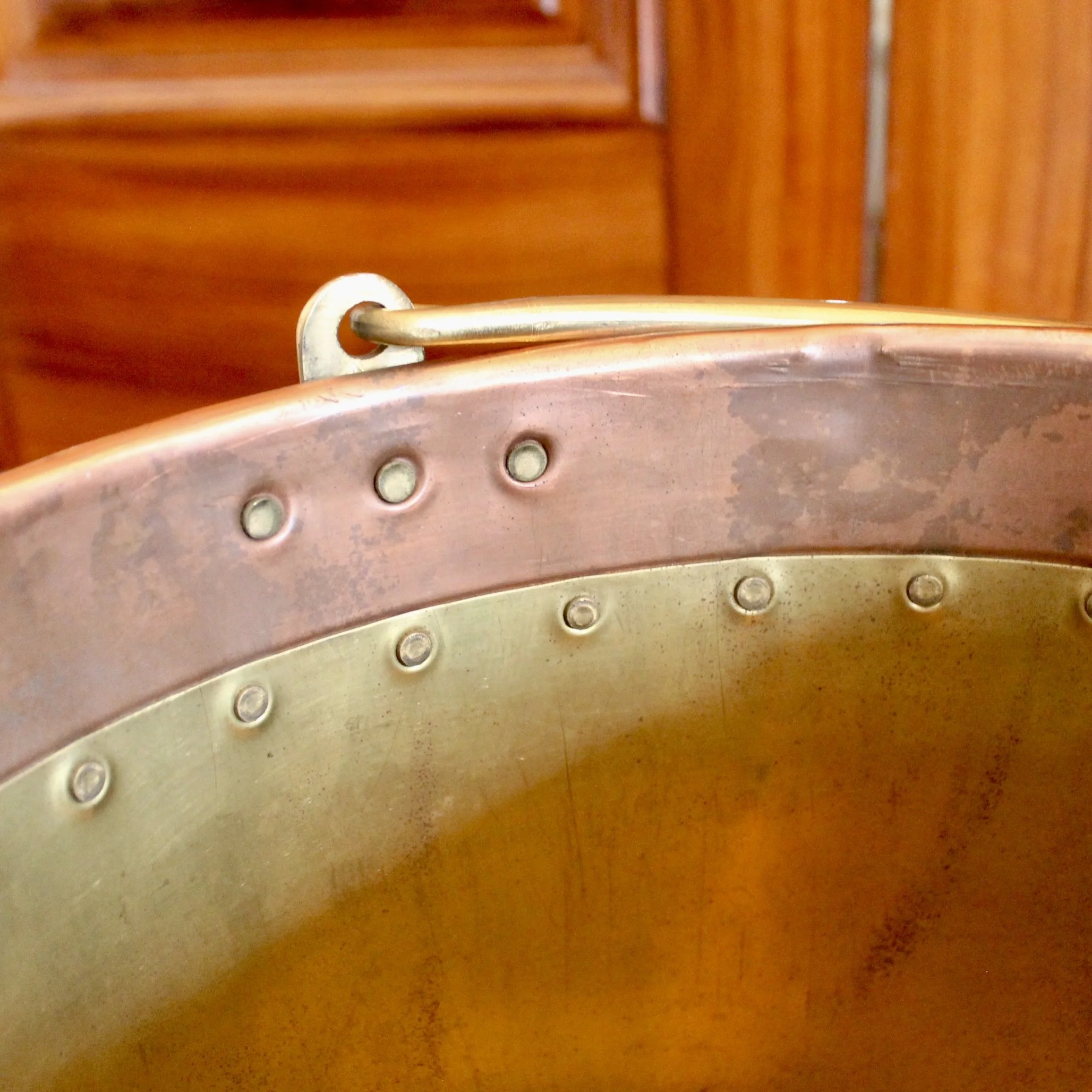 Large Copper and Brass Studded Kindling Bucket