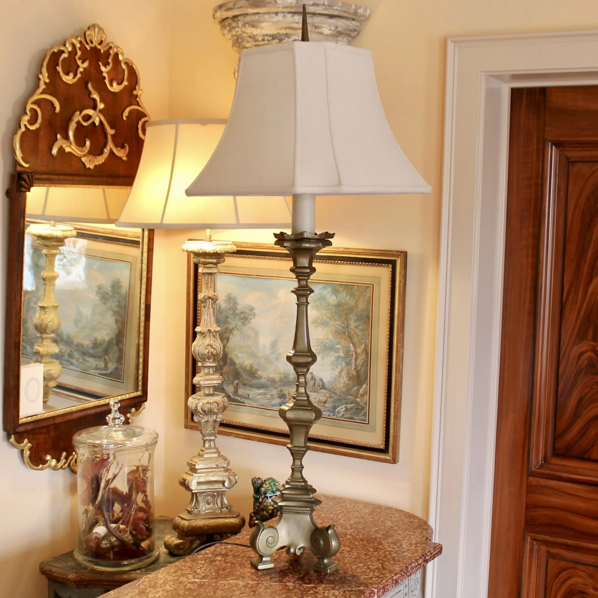 Continental Large Bronze Pricket Lamp