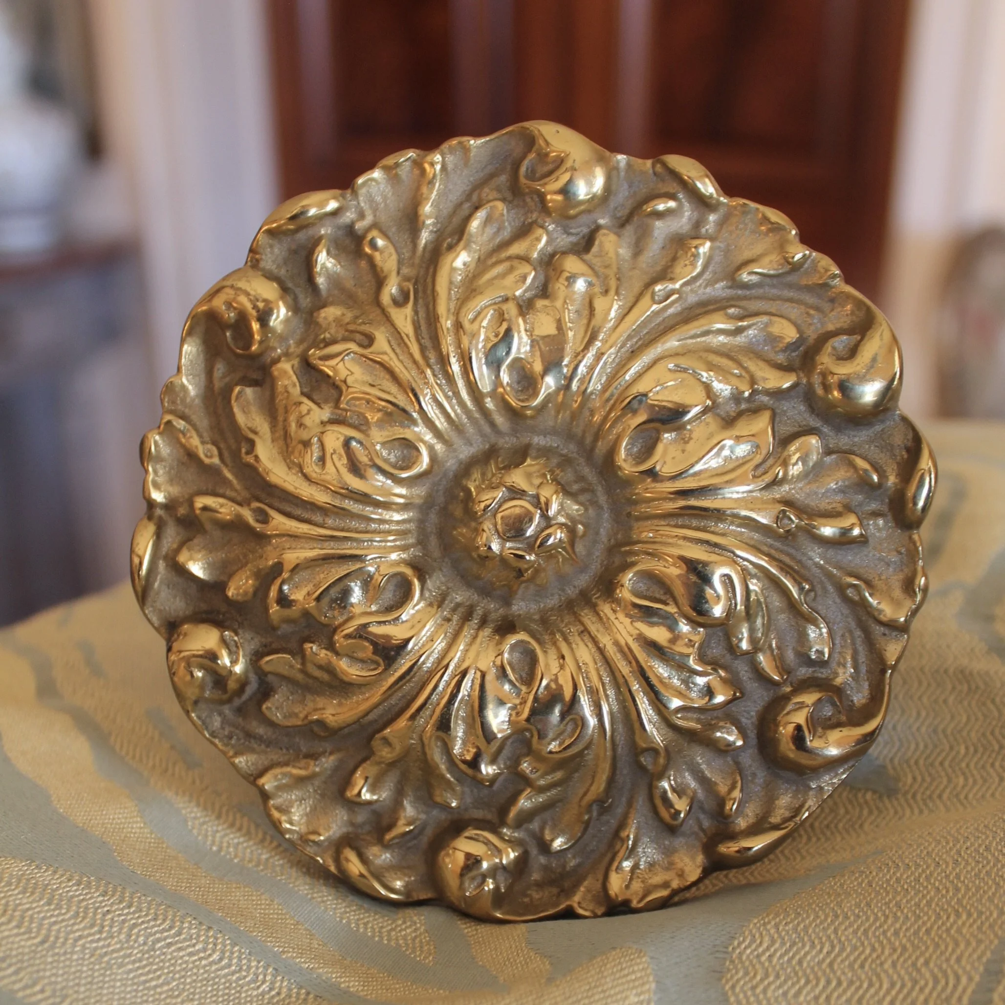 Pair of Solid Brass Rosette Curtain Tie Backs