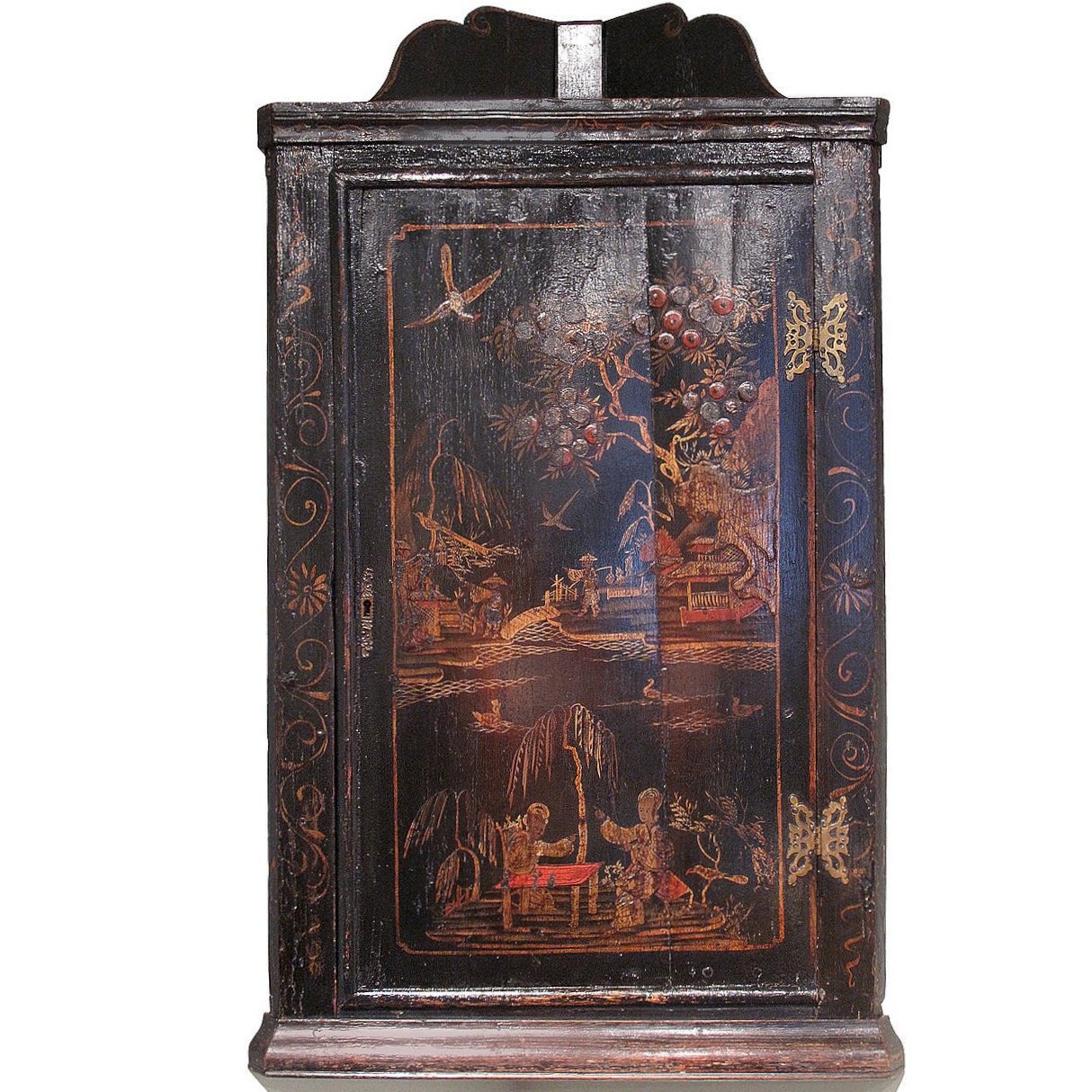 George II Black Japanned Hanging Corner Cabinet
