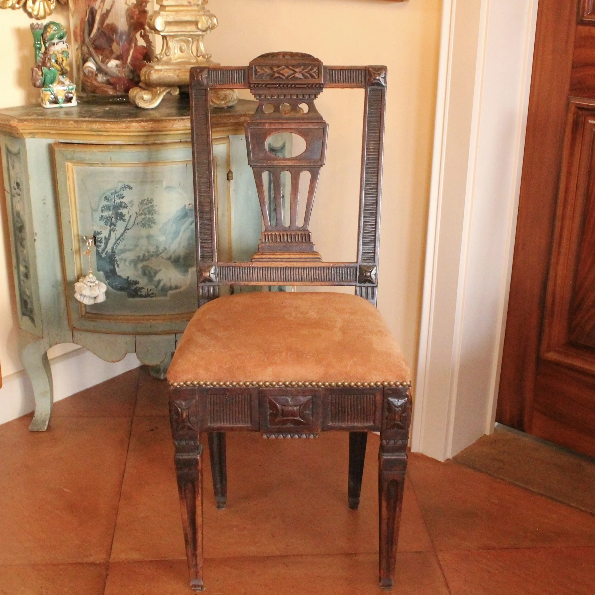 Pair of Swedish Neoclassical Gustavian Hall Chairs