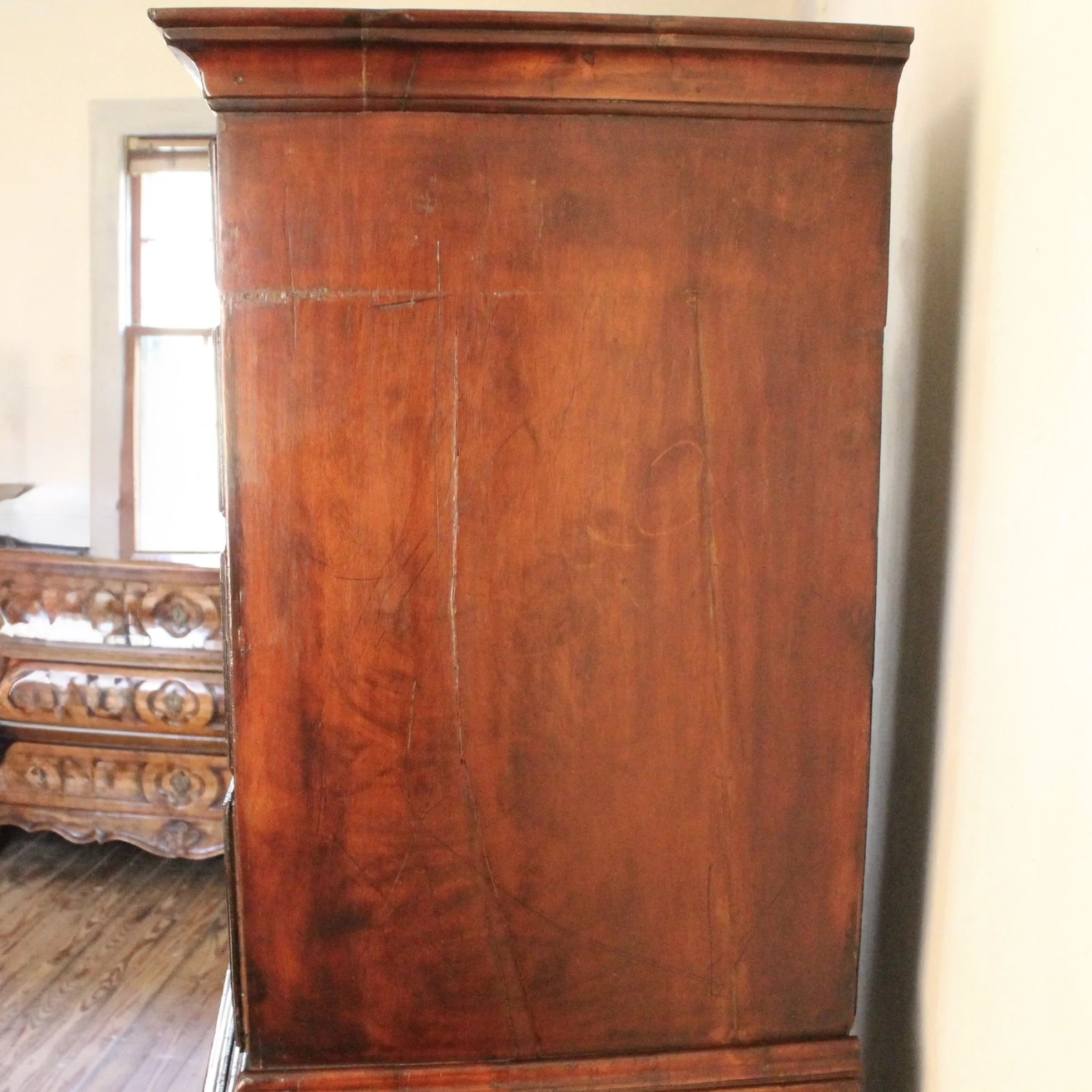Georgian English Burl Walnut Highboy Chest on Stand