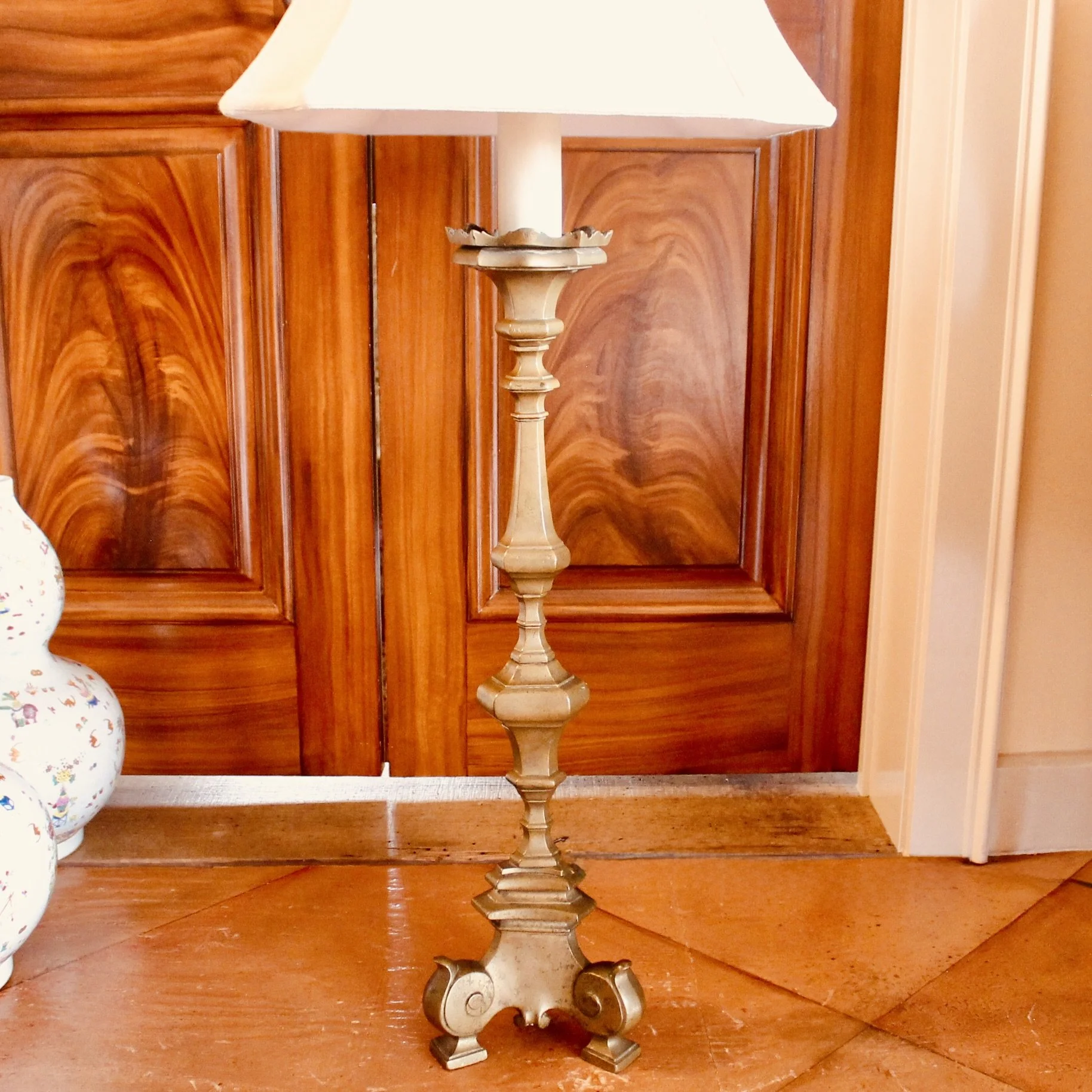 Continental Large Bronze Pricket Lamp