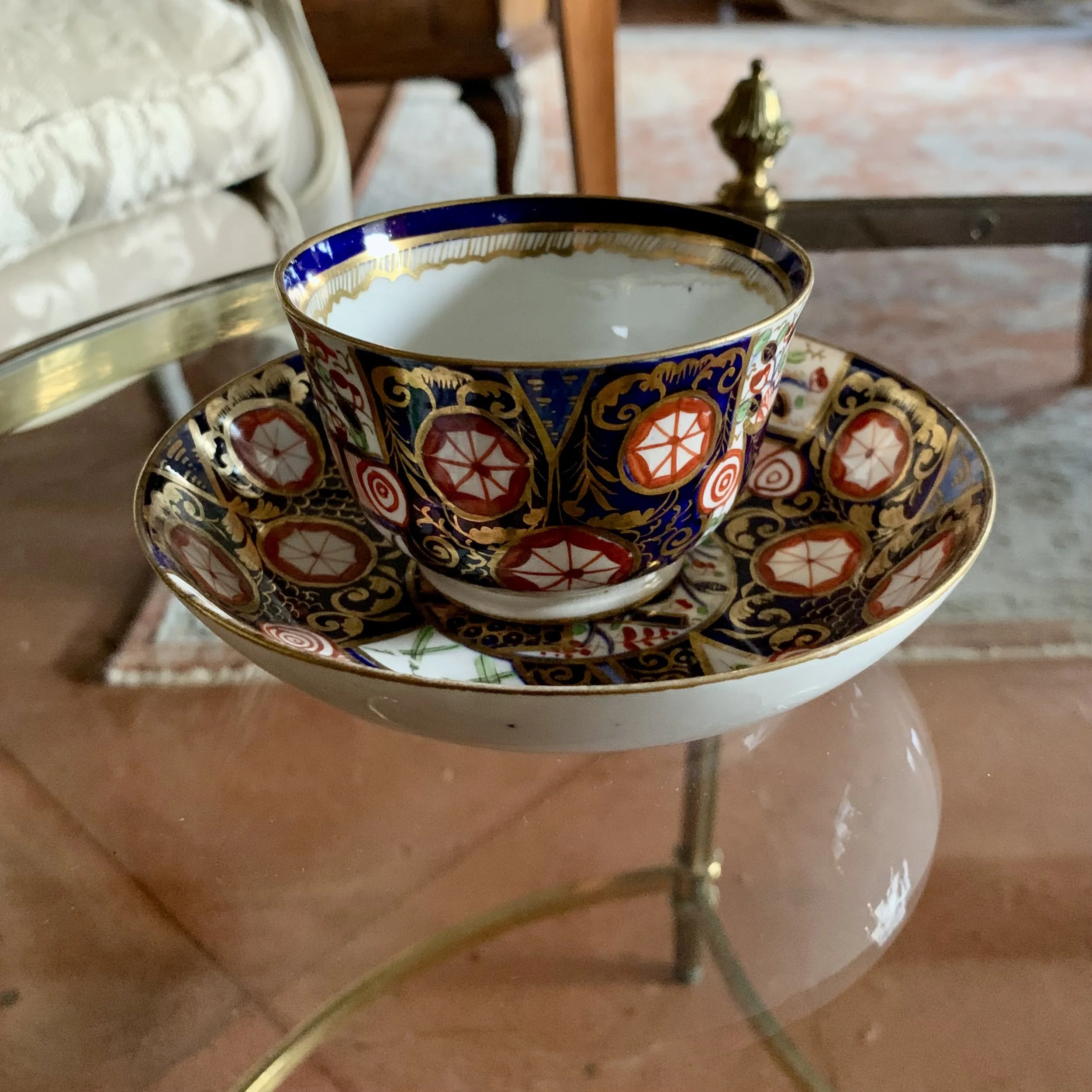 Derby Early 19th Century Gilt Imari Porcelain Cup and Saucer