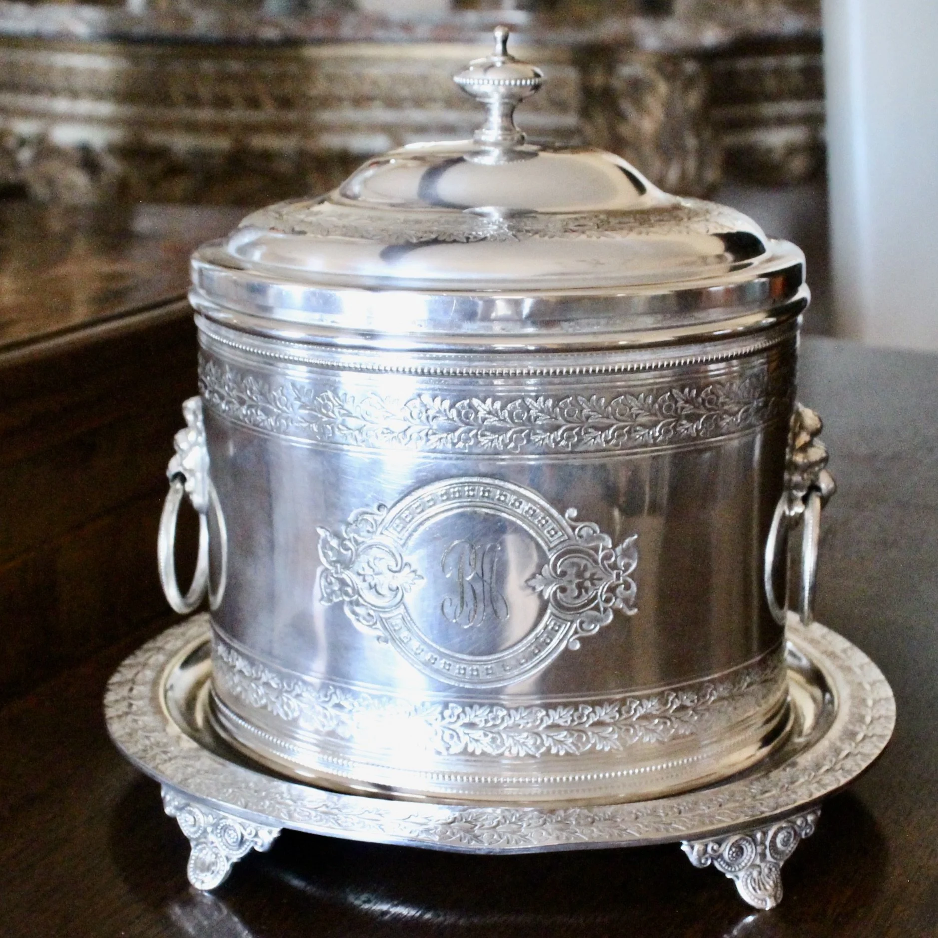 Large Silver Plate Biscuit Box Box, Mappin & Webb