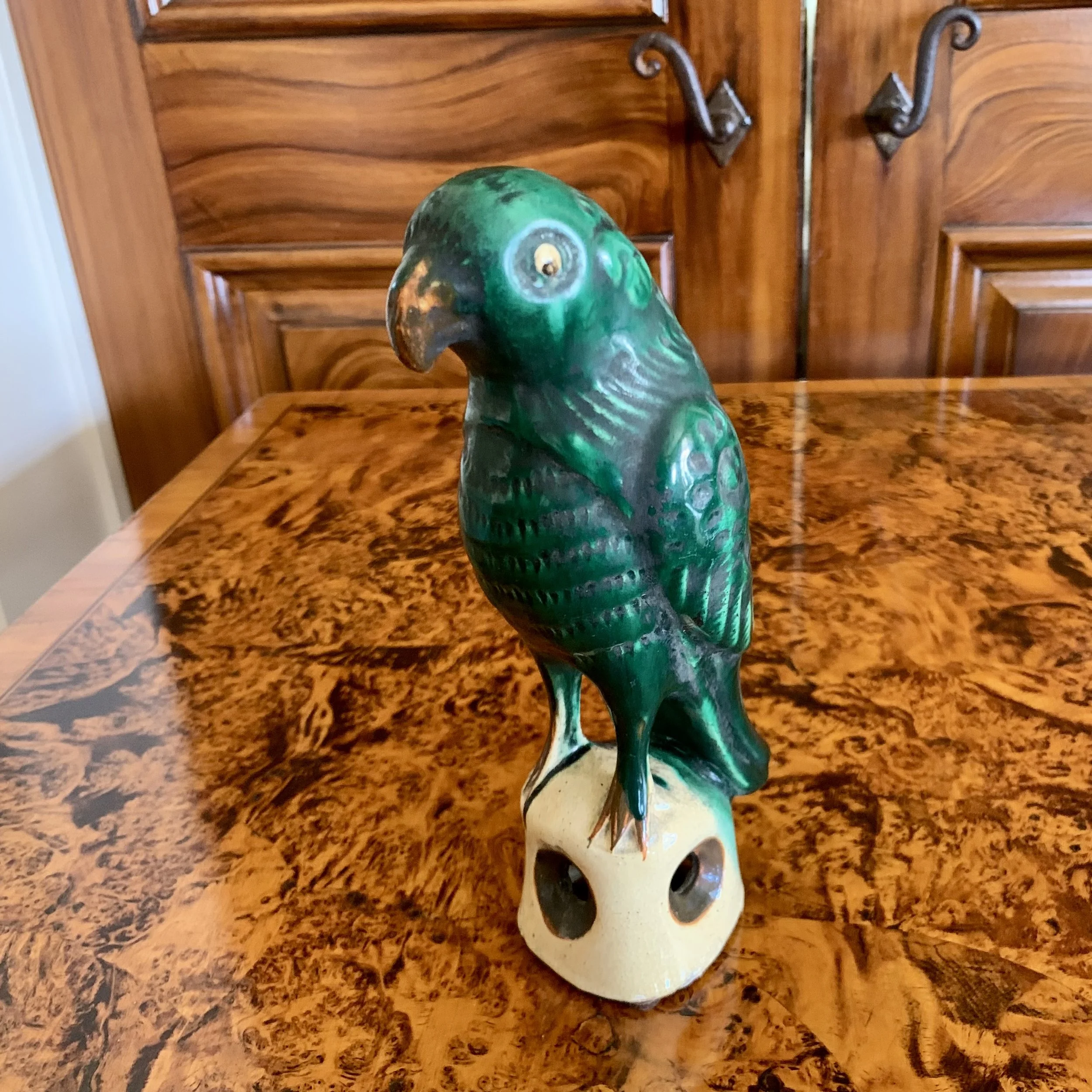 Pair  Antique Sancai Glazed Chinese Export Parrots