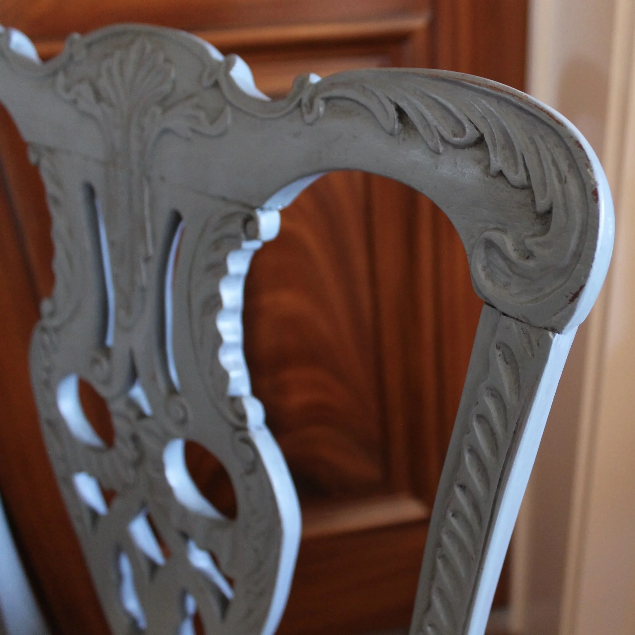 blue painted Georgian Rococo chairs