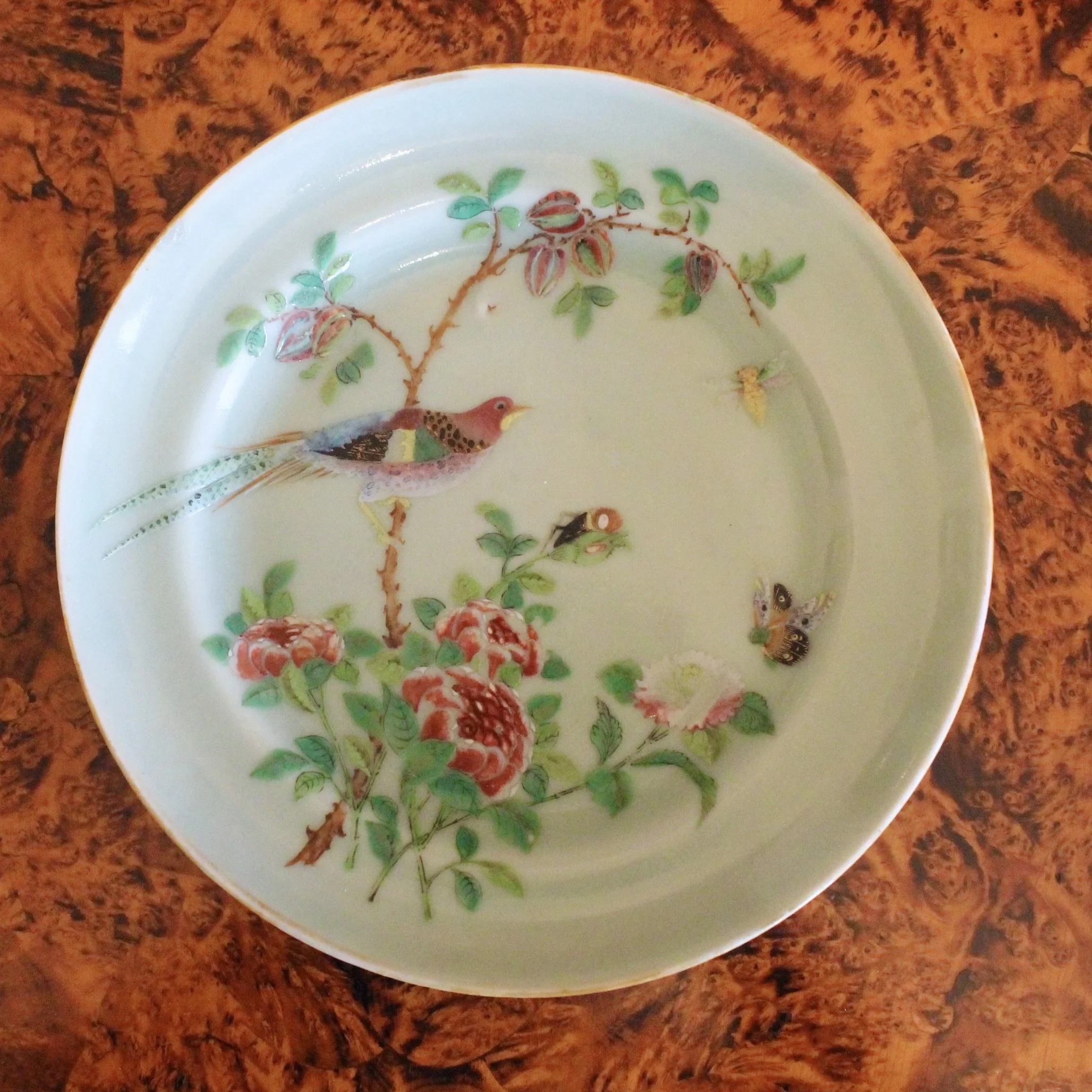 Celadon Porcelain Rose Canton Chinese Export Plates