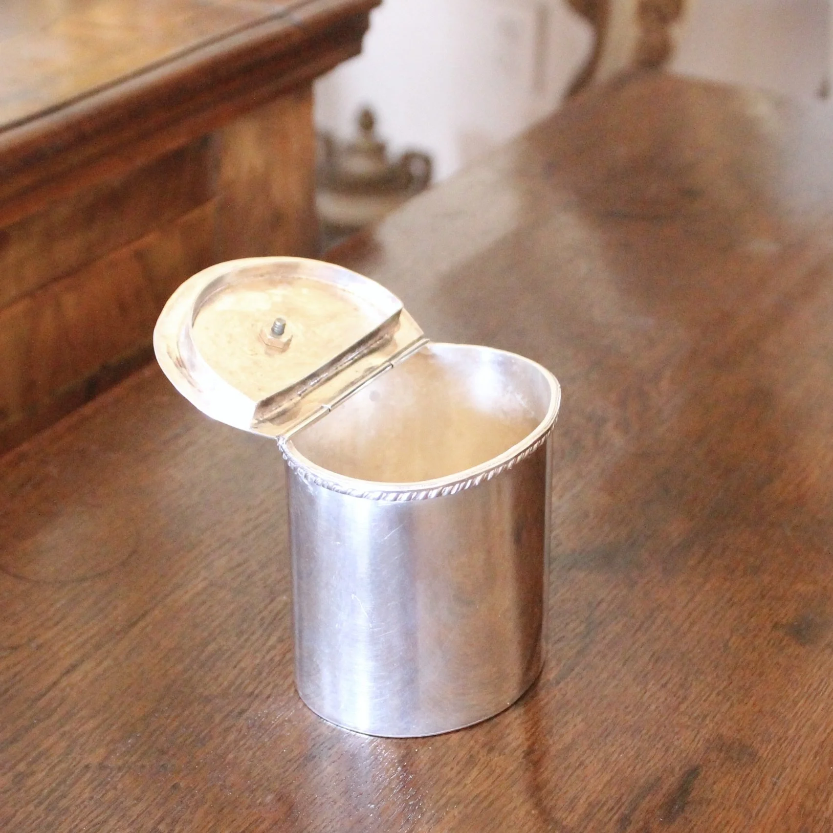 Oval Silver Plate Tea Caddy