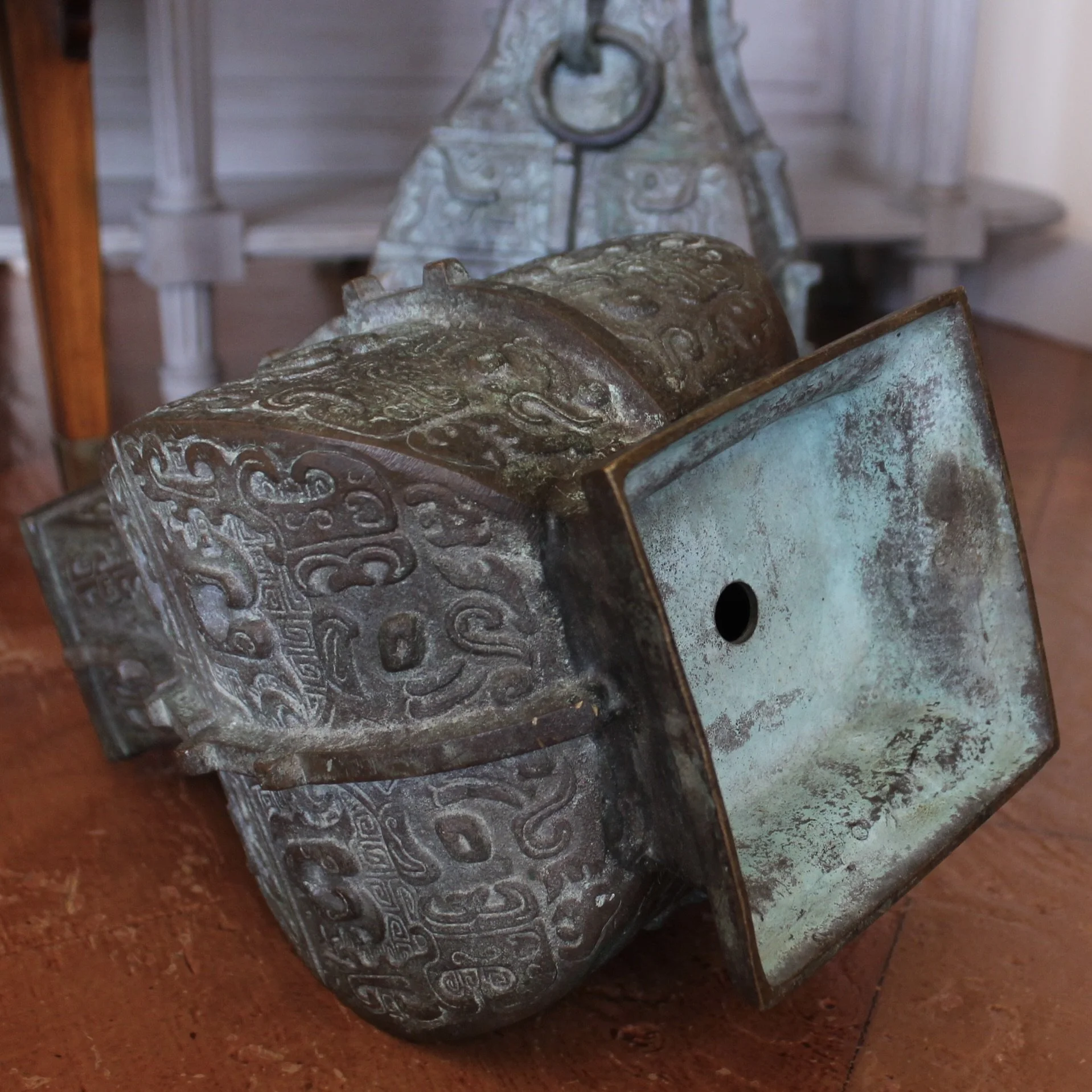 Pair of Chinese Bronze Archaic Style Urns