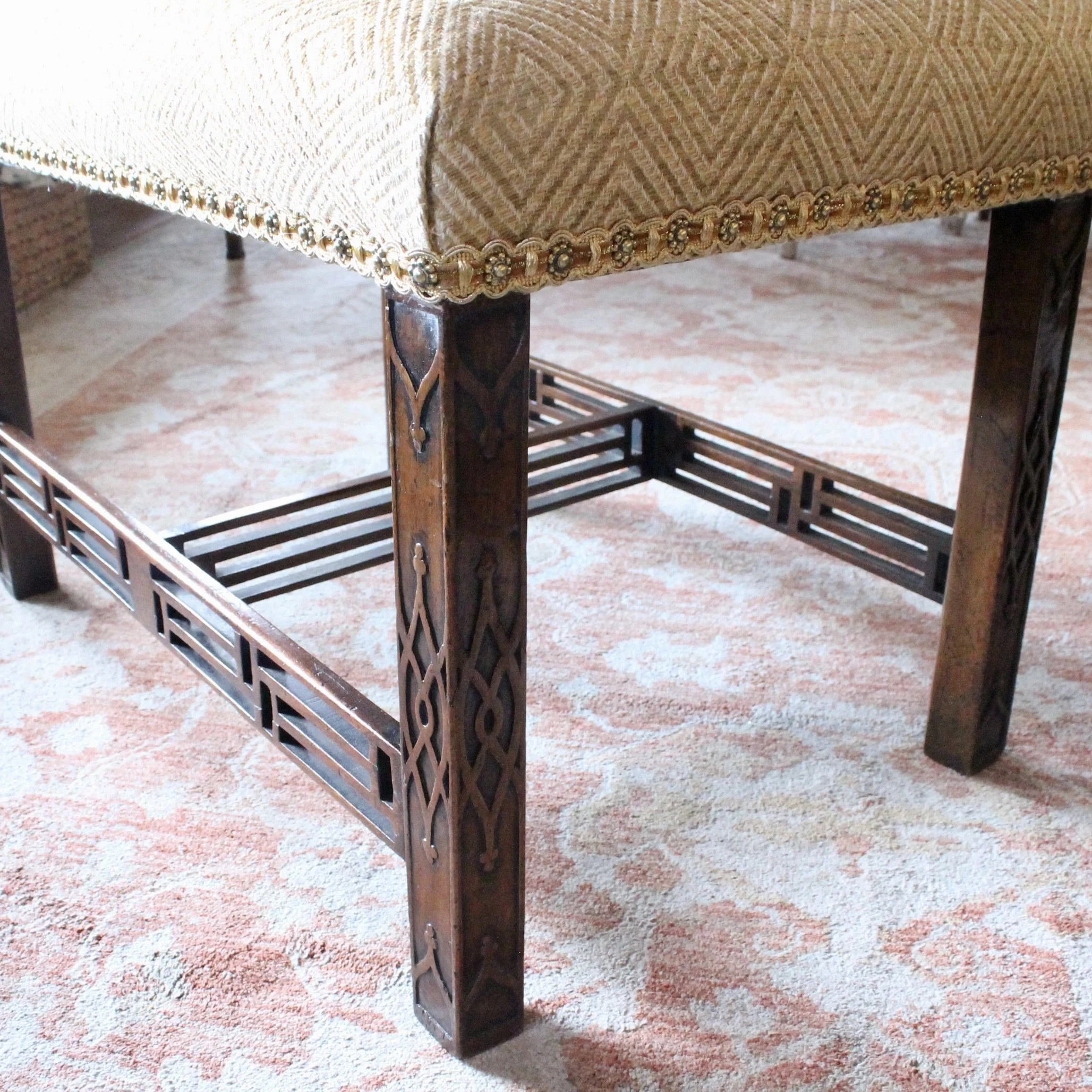 Pair of Georgian Period Chinese Chippendale Fretwork Benches
