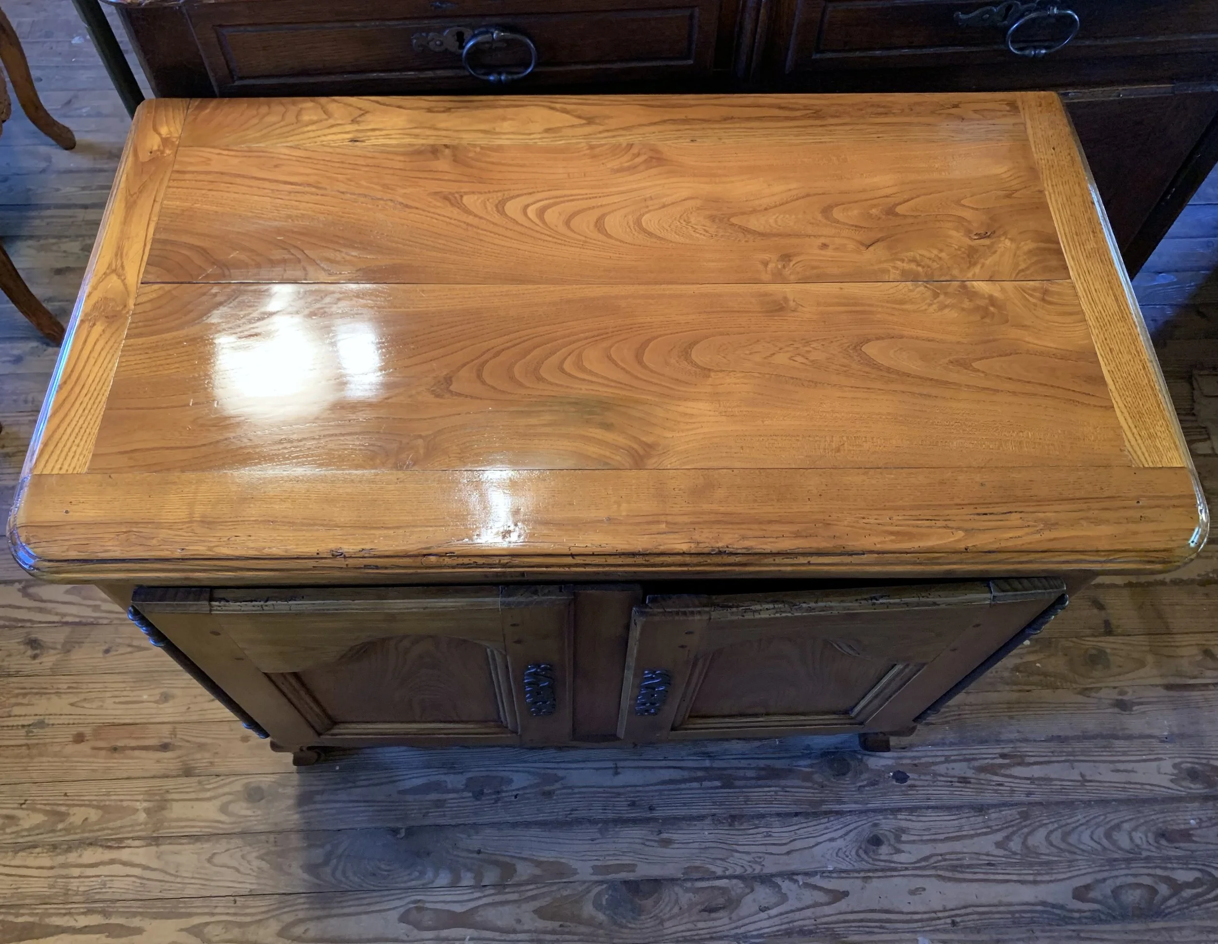 Small French Provincial Louis XV Elm Cabinet, 19th Century