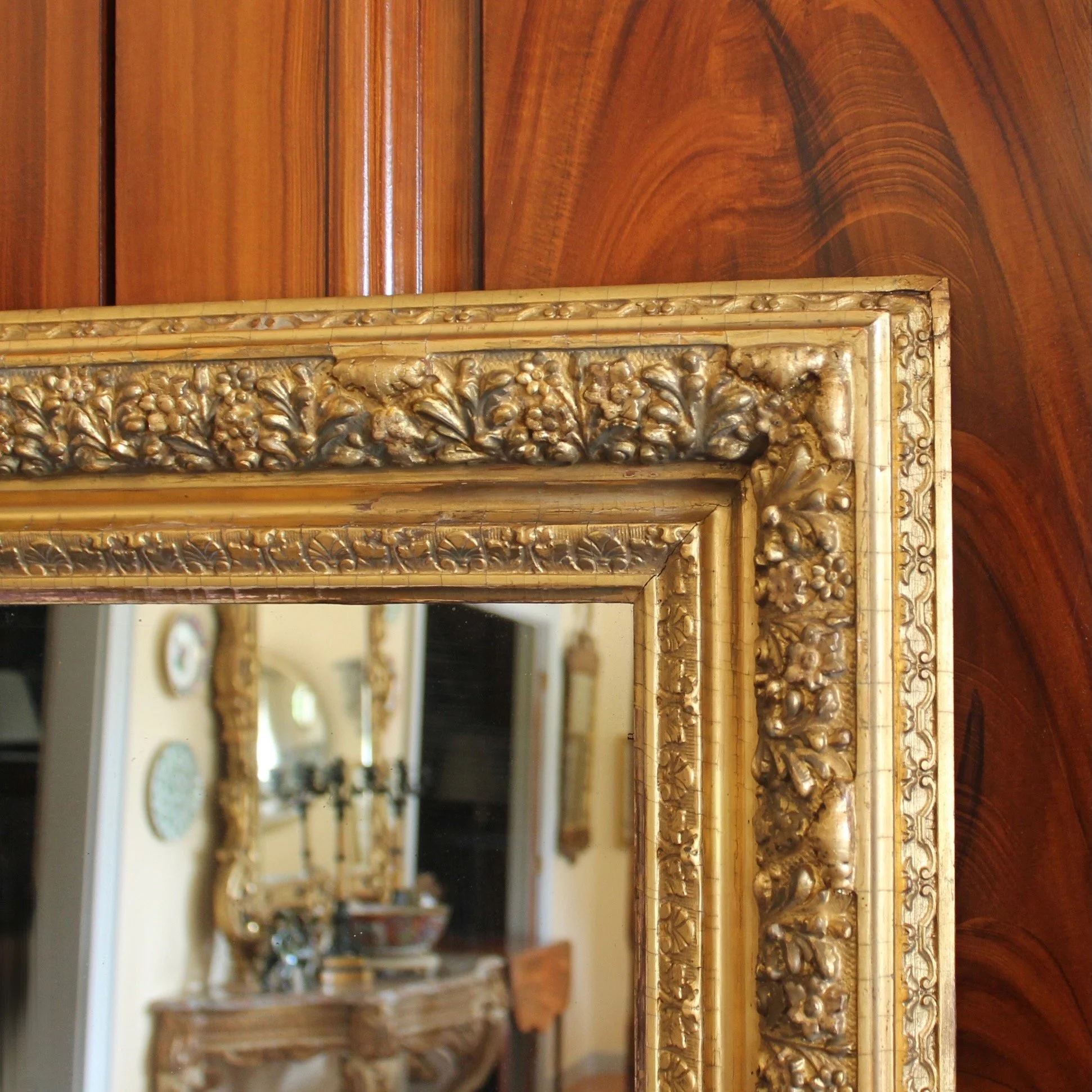 Antique English Gilt Wood Rectangular Mirror (2)