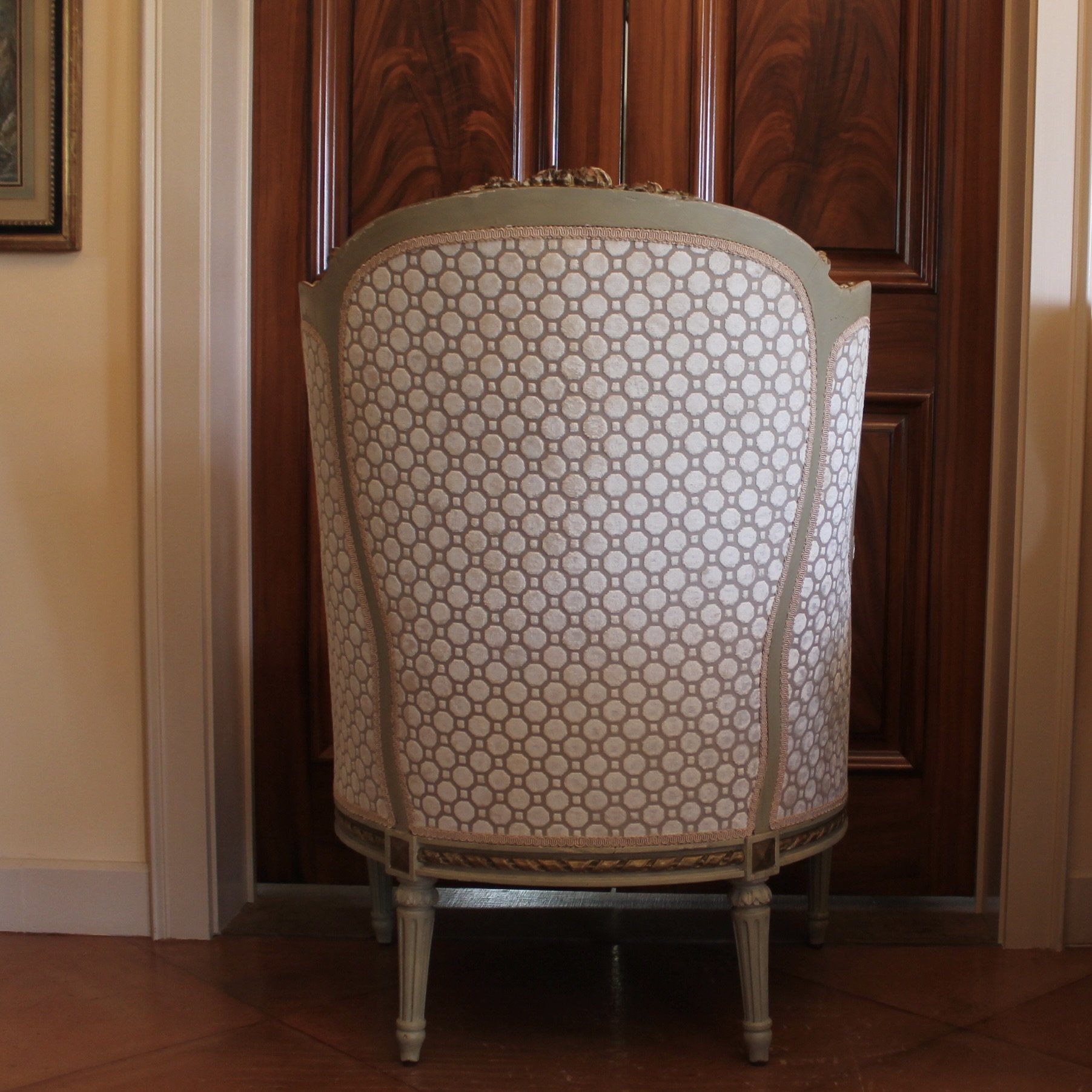 Large French  Painted Gilt Bergère Armchair