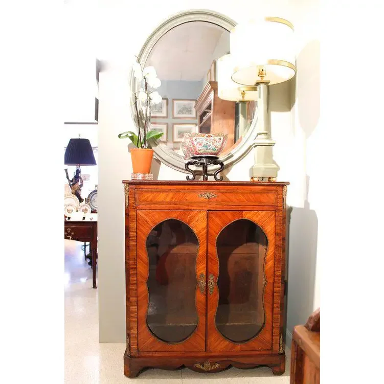 Napoleon III glass front vitrine cabinet