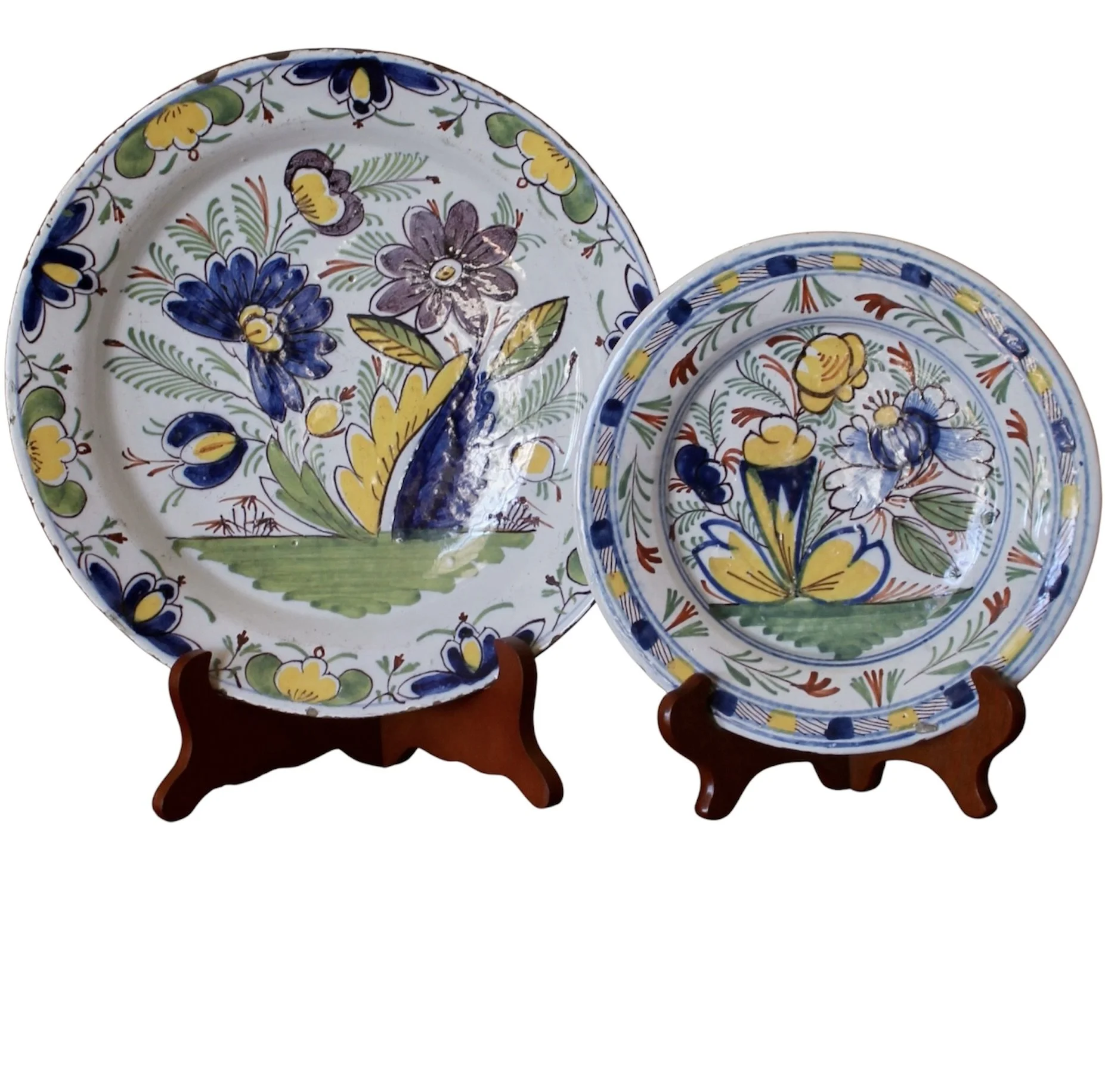 Polychrome 18th century Delft Plates