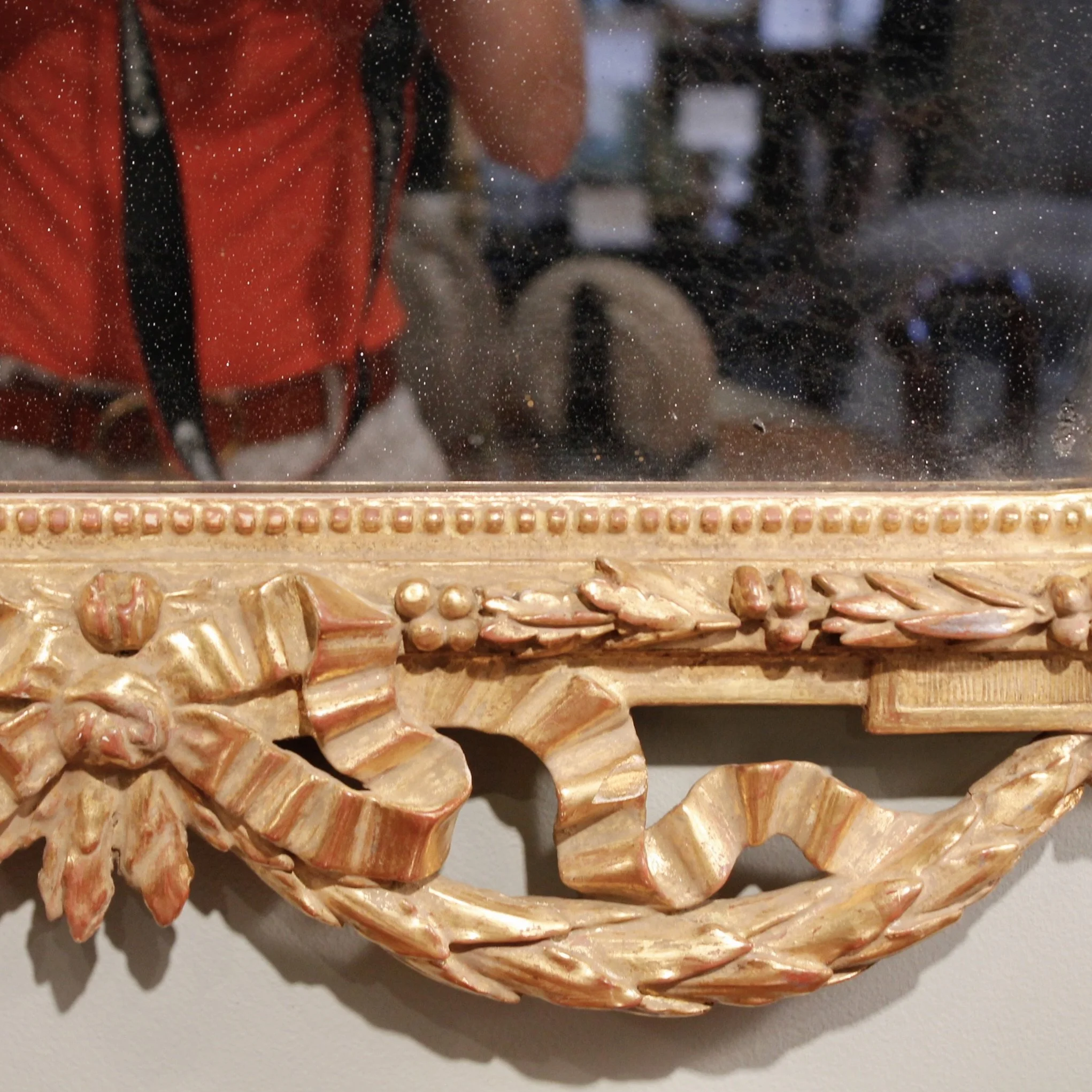 Large Italian Neoclassical Period Gilt Wood Mirror with Urn Crest