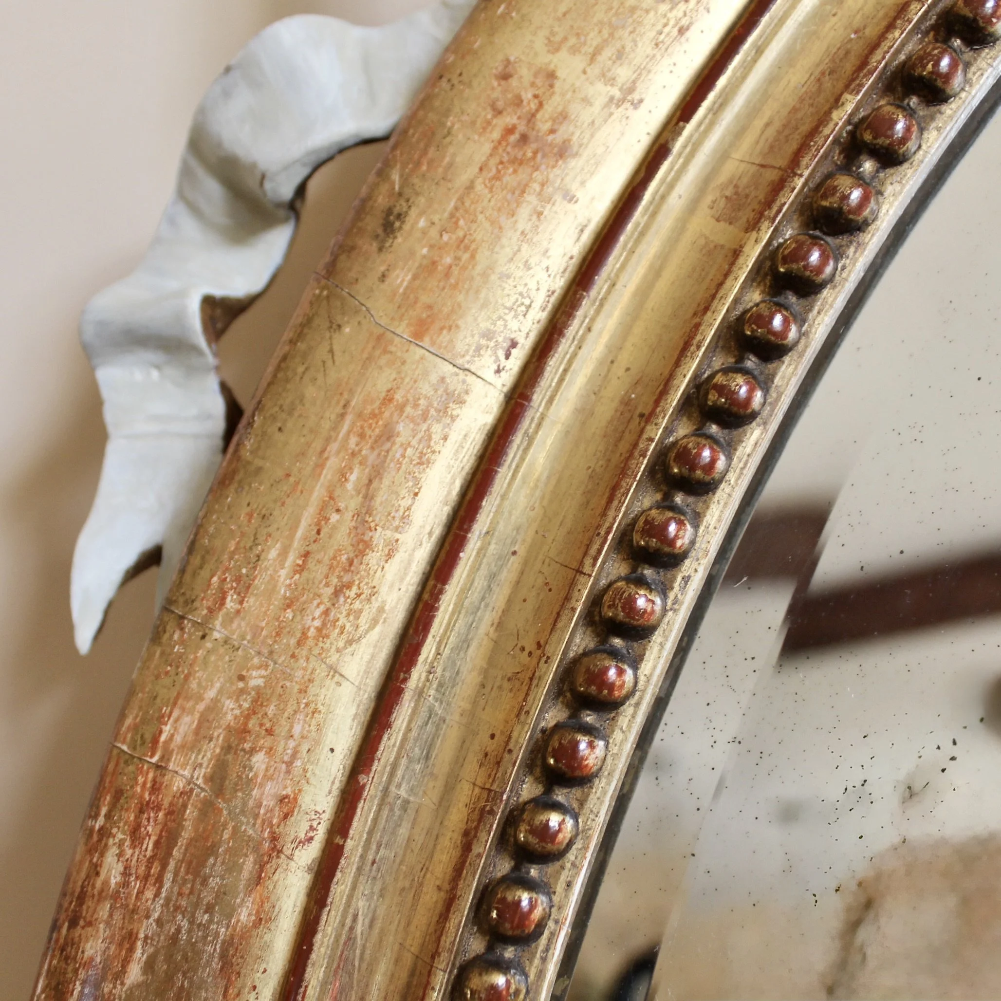 Large Oval French Giltwood Antique Mirror