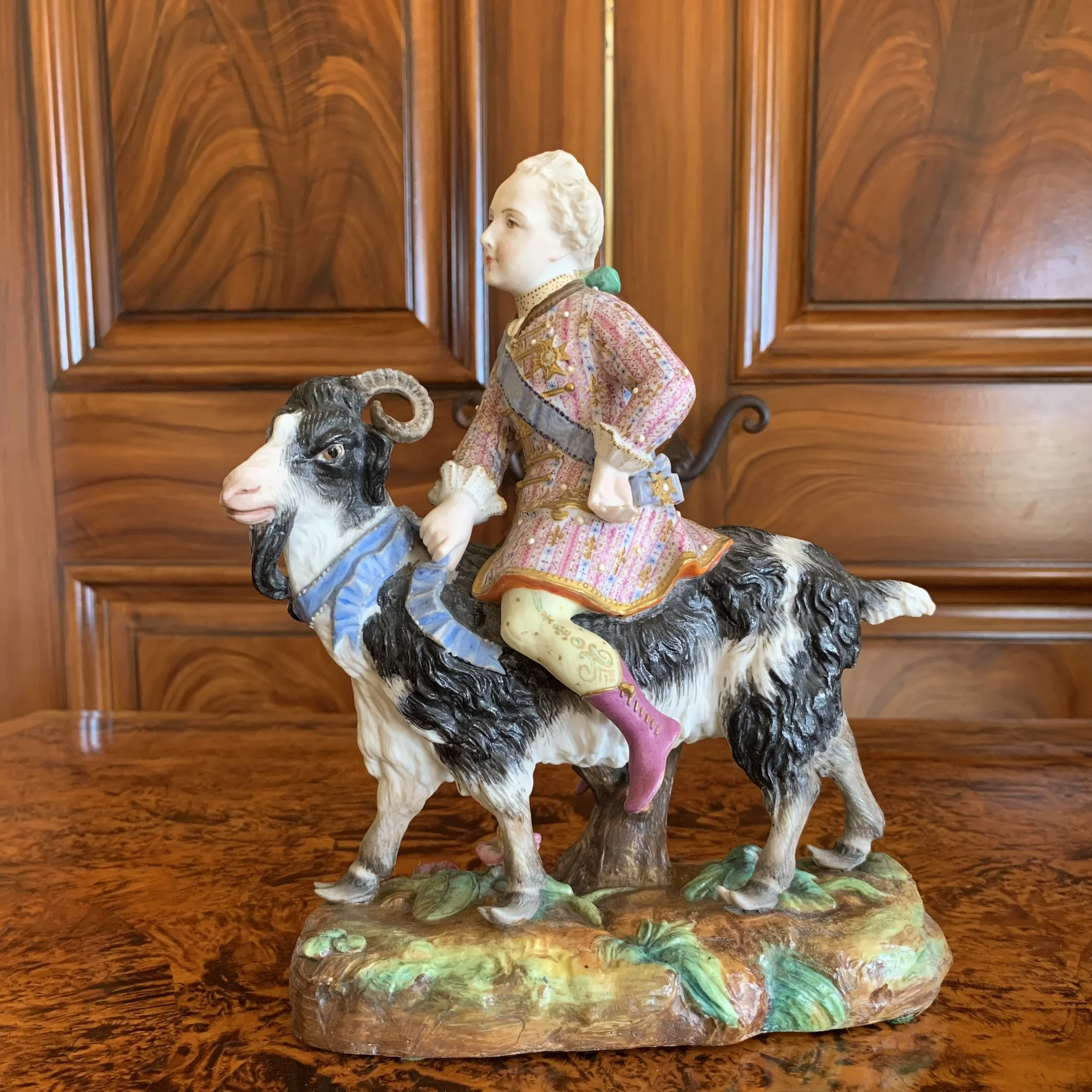 Goat and Rider Bisque Porcelain by Vion et Baury,  19th c.